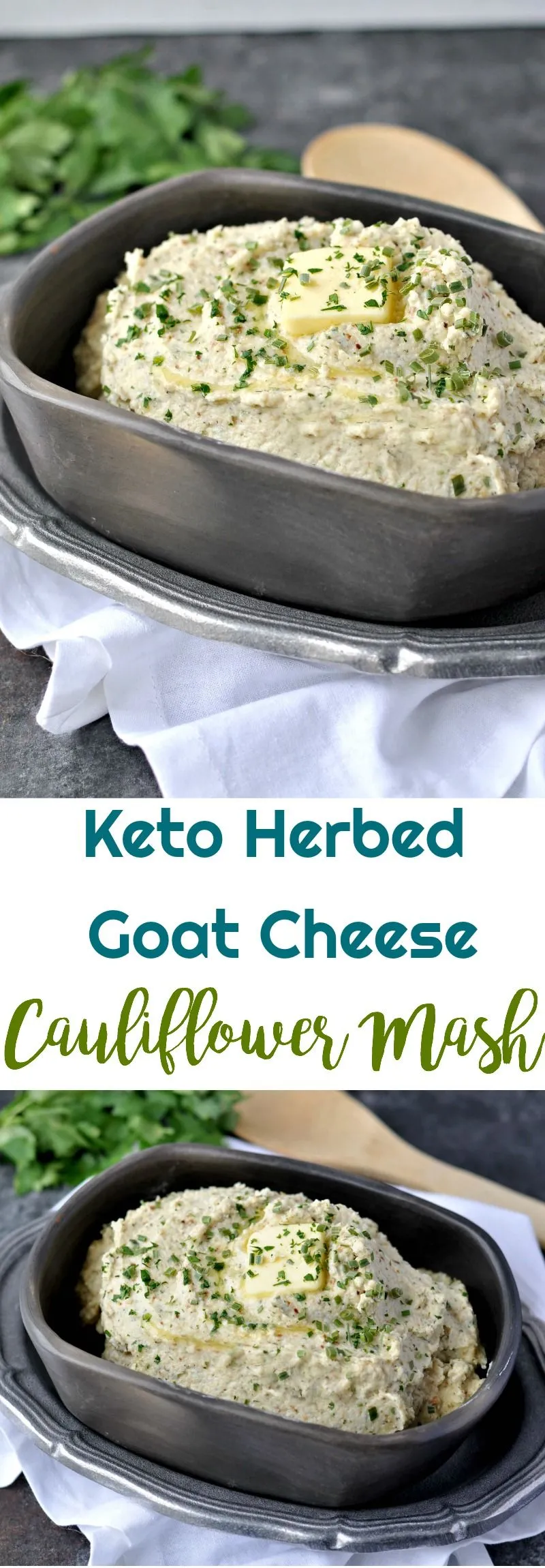 Keto Herbed Goat Cheese Cauliflower Mash
