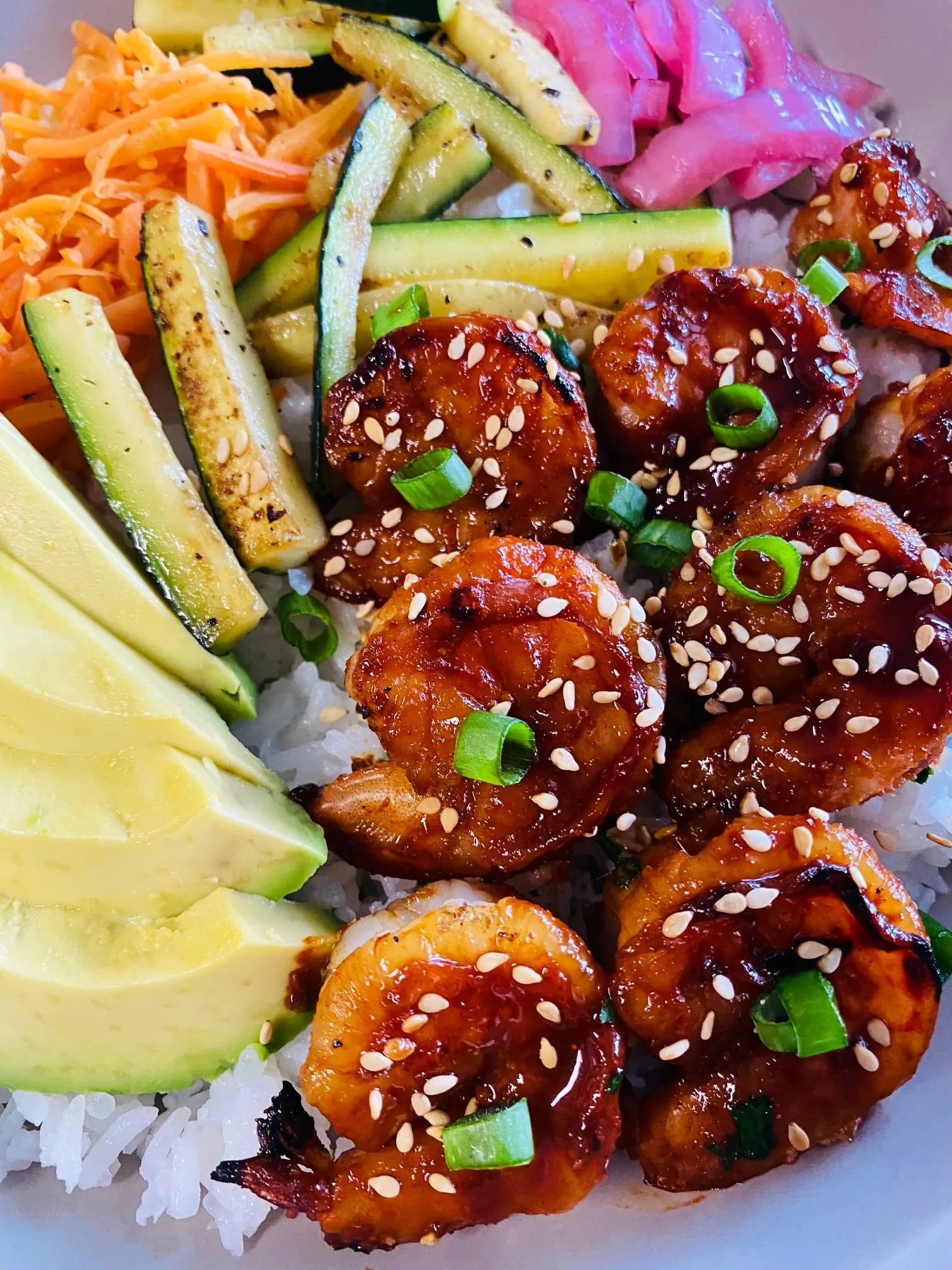 Korean Inspired Shrimp Rice Bowls