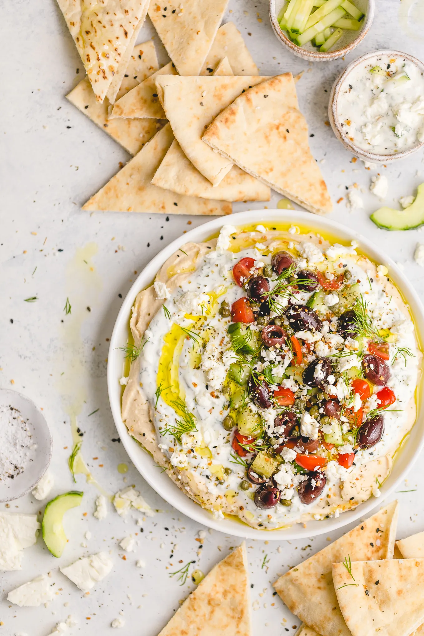 Layered Greek Dip with Hummus Cream Cheese