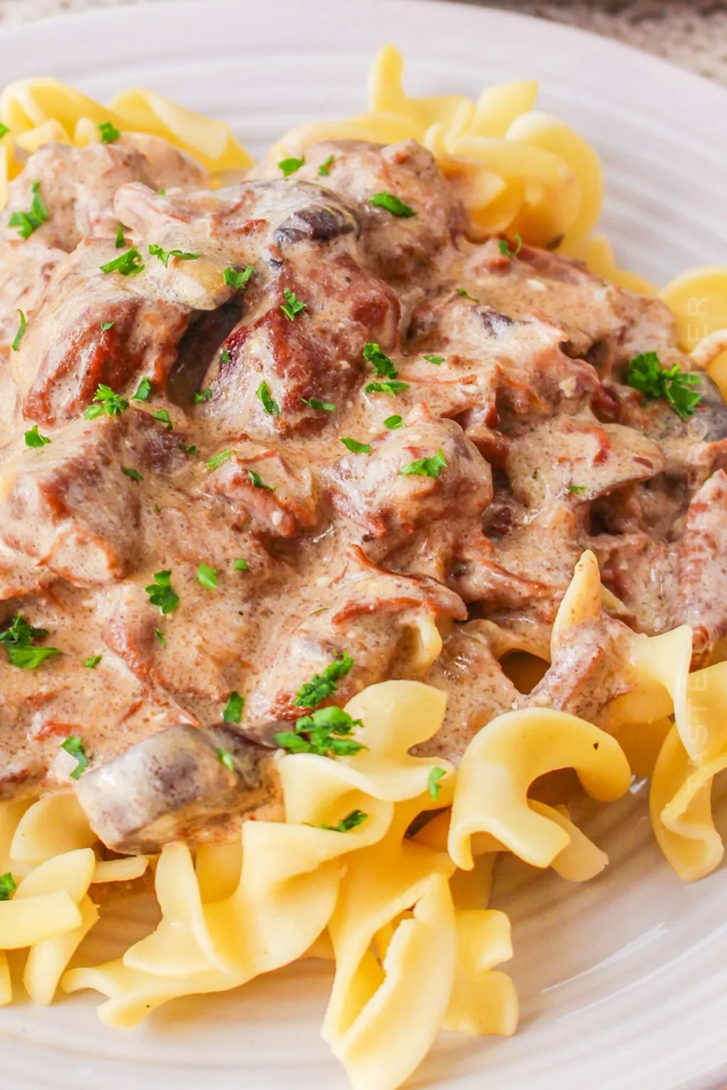 Lazy Slow Cooker Beef Stroganoff