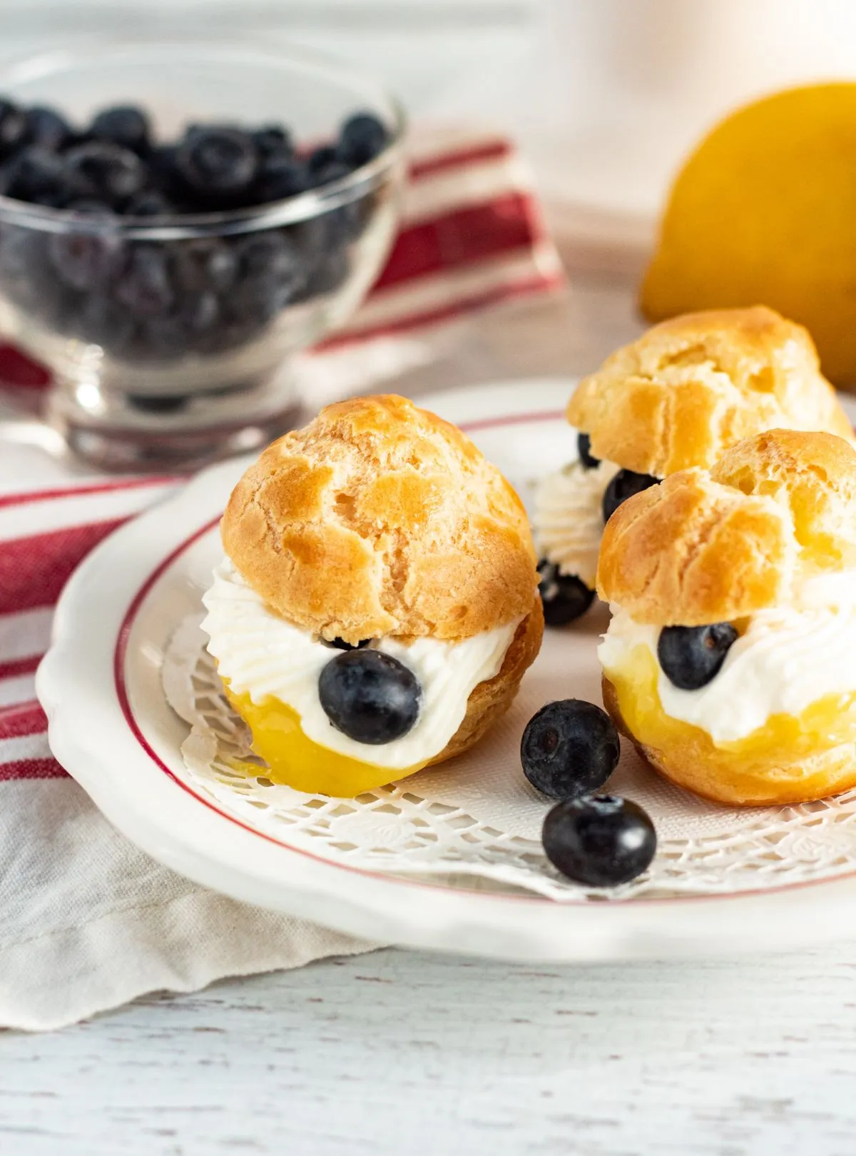Lemon Cream Puffs with Fresh Blueberries