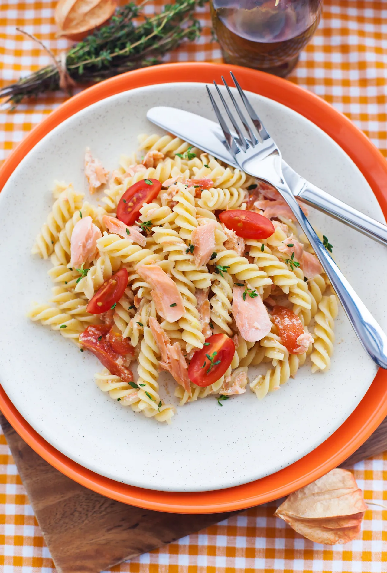 Lemon Herb Salmon Pasta Salad
