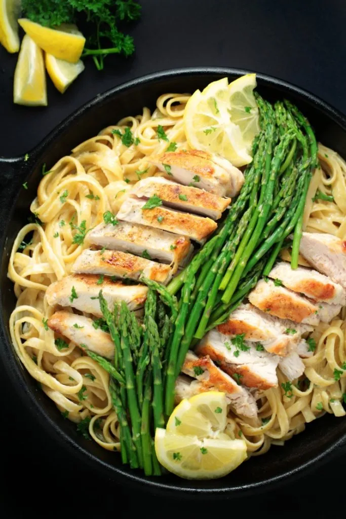 Lemon Herb Summer Linguine Chicken Asparagus Snow Peas