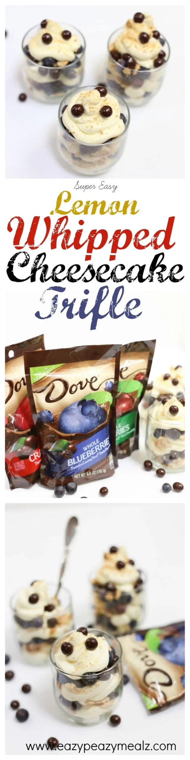 Lemon Whipped Cheesecake Trifles with Dove Fruit and Blueberries