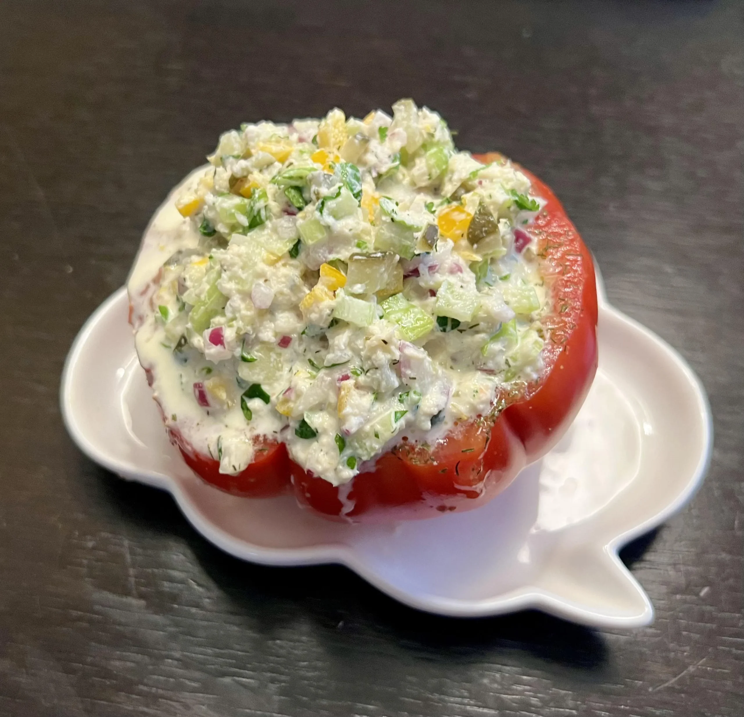 Lemony Crab Salad over Sliced Heirloom Tomatoes