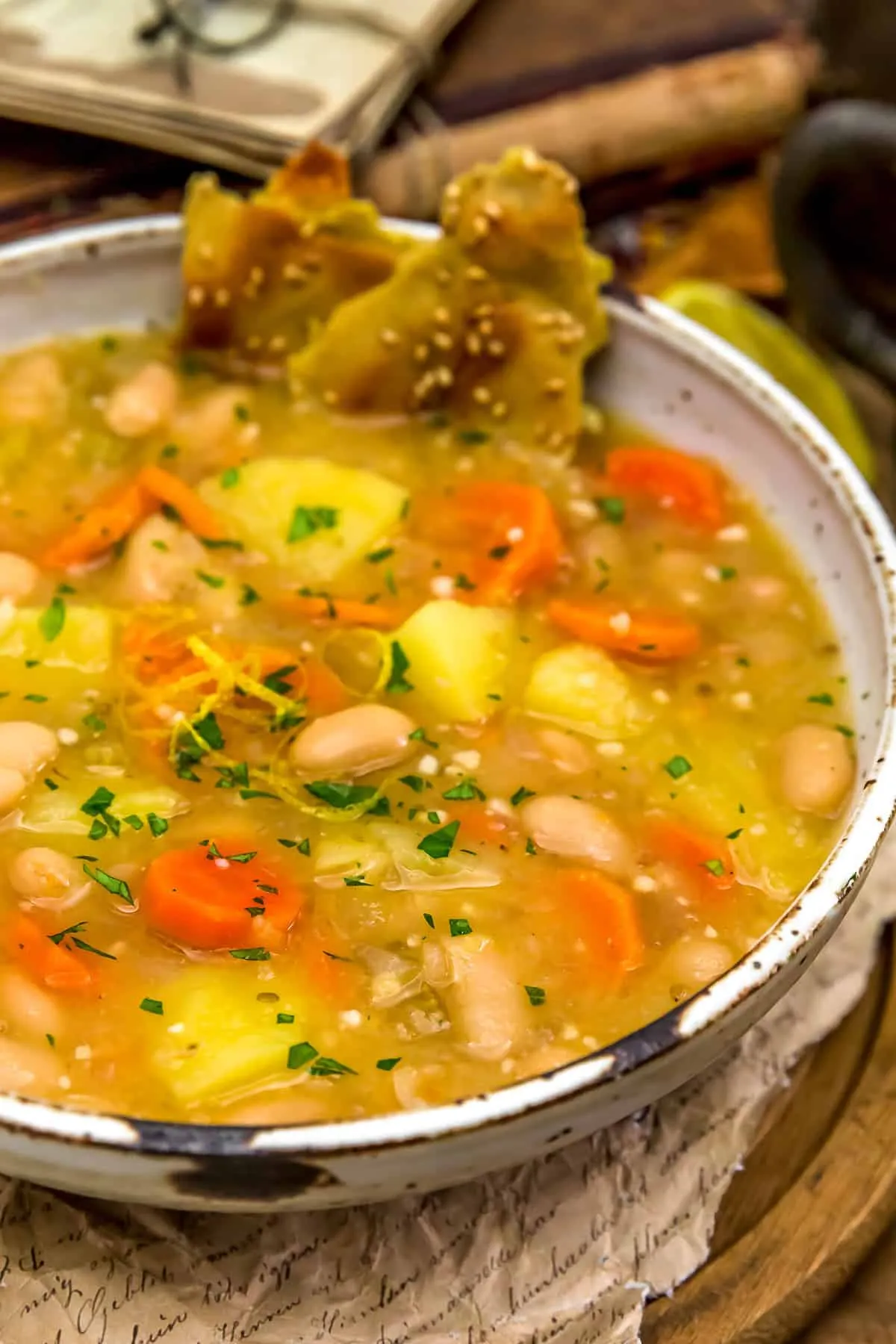 Lemony Potato Soup with Mayocoba Beans