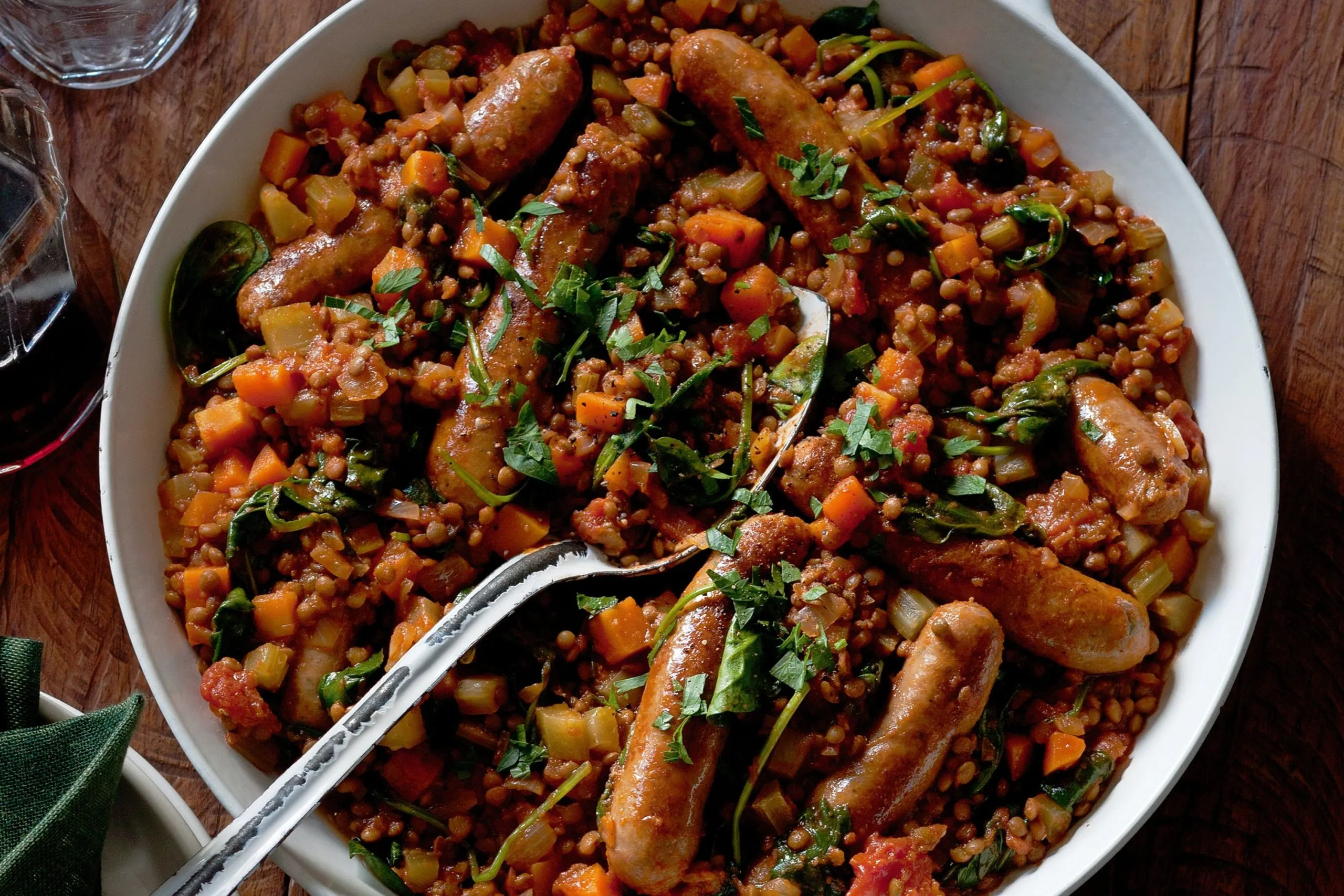 Lentil Sausage and Peppers