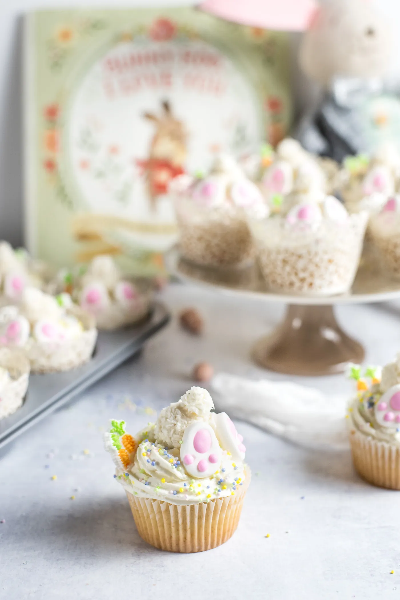 Light Coconut Cream Easter Bunny Cupcakes