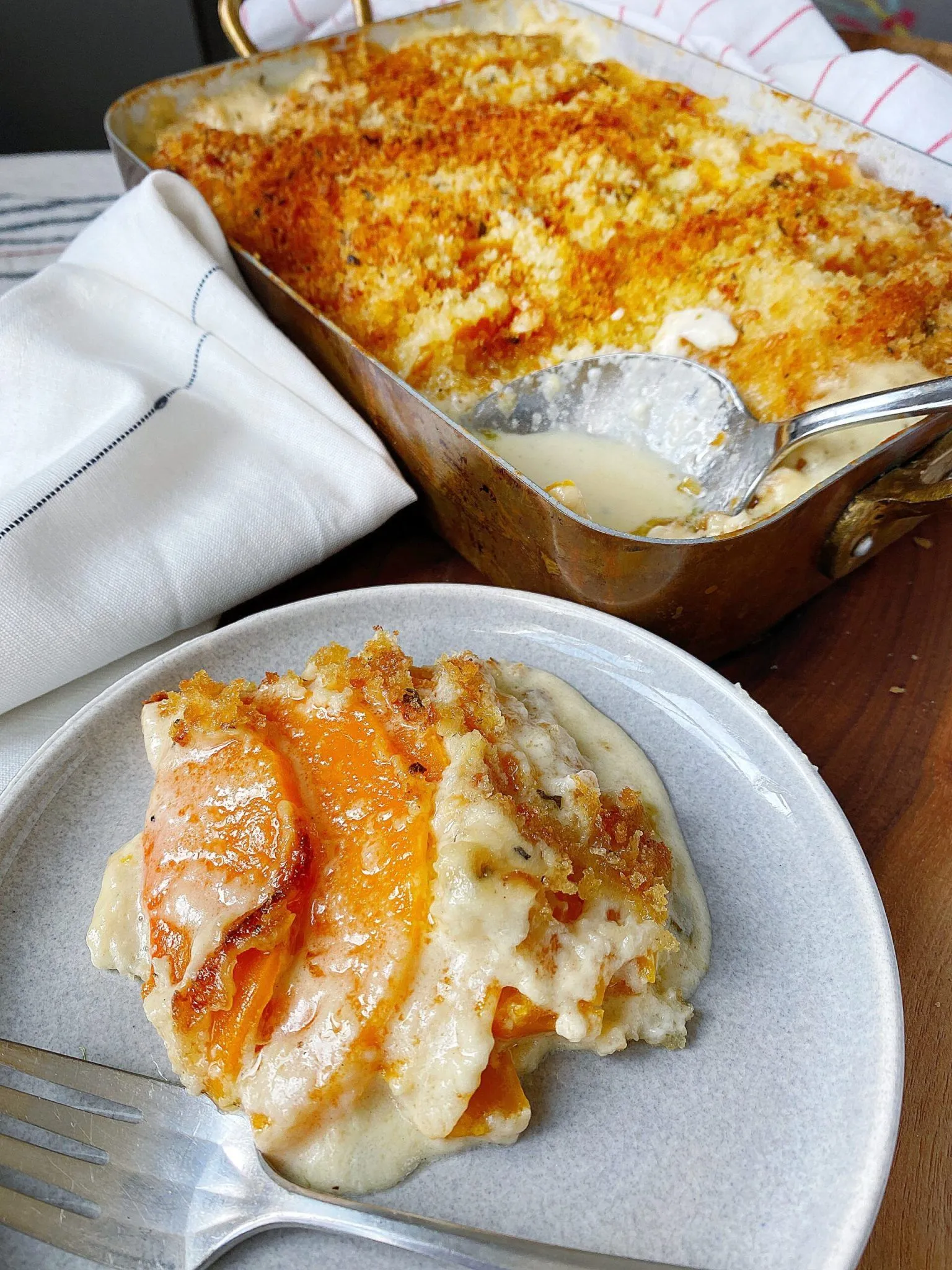 Lightened Butternut Squash Gratin