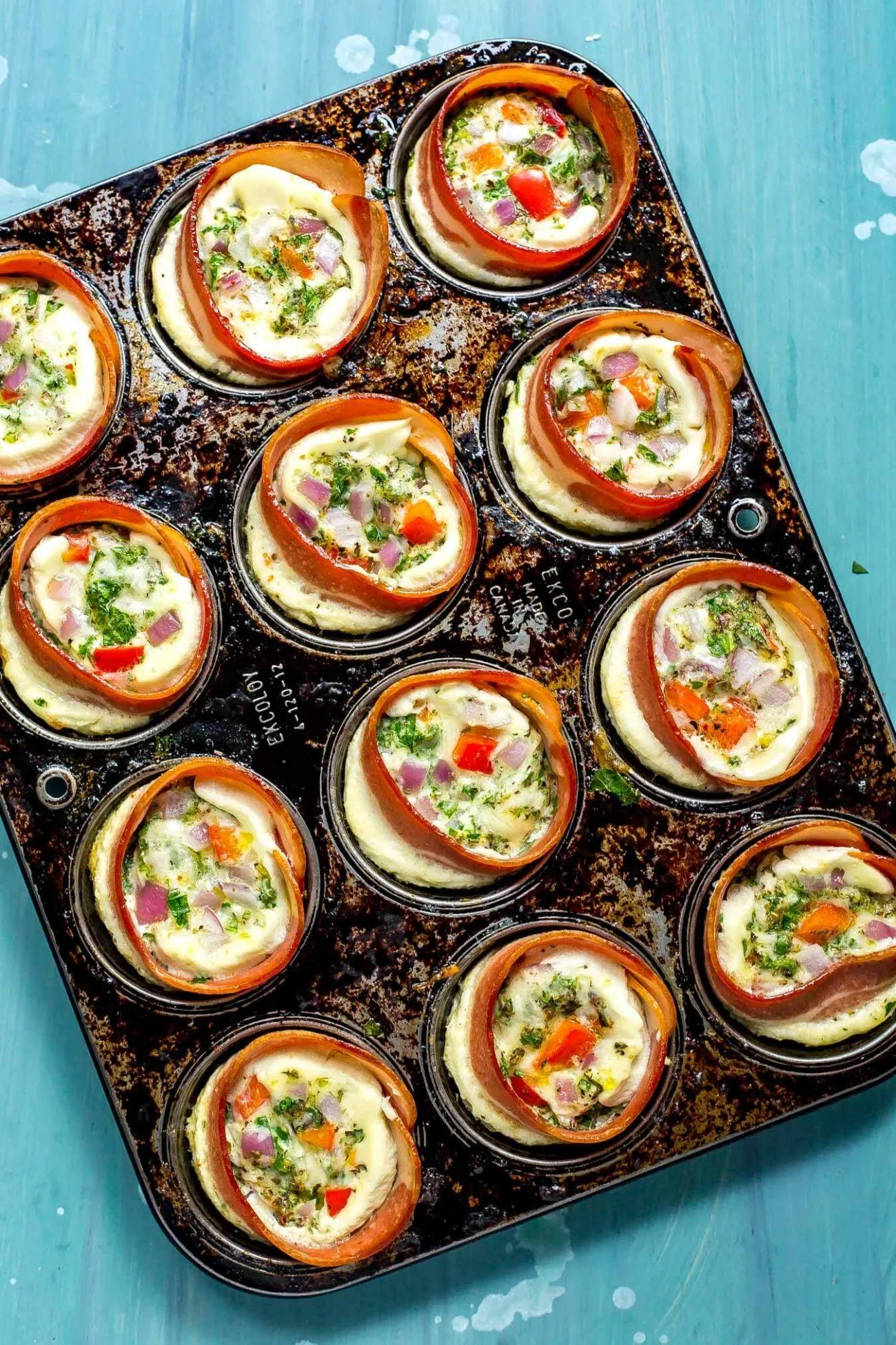 Lightened Up Turkey Bacon Veggie Egg Cups