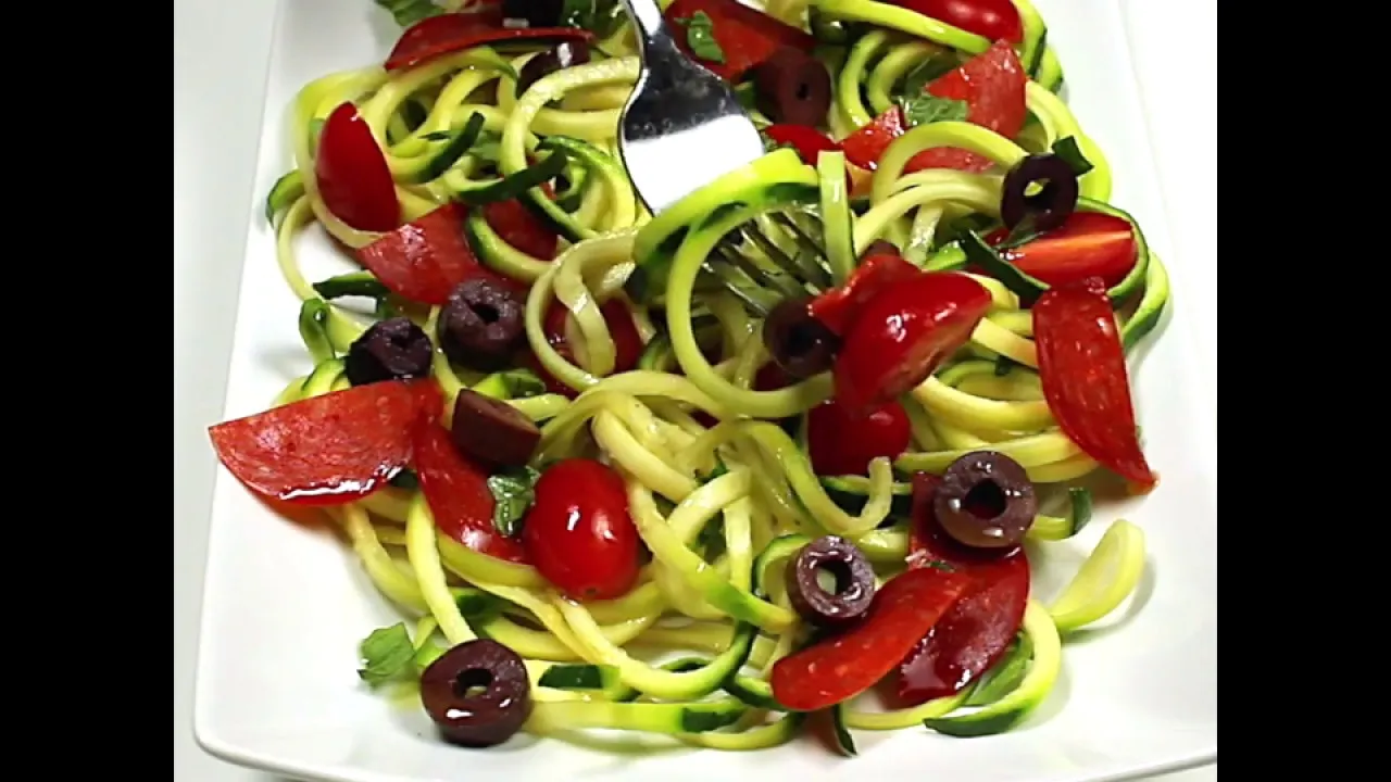 Low Carb Italian Zucchini Pasta Salad