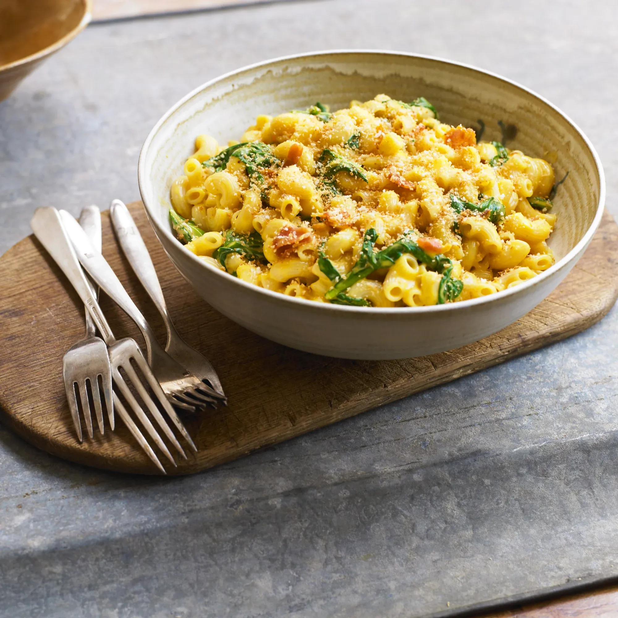 Mac Cheese with Bacon and Spinach