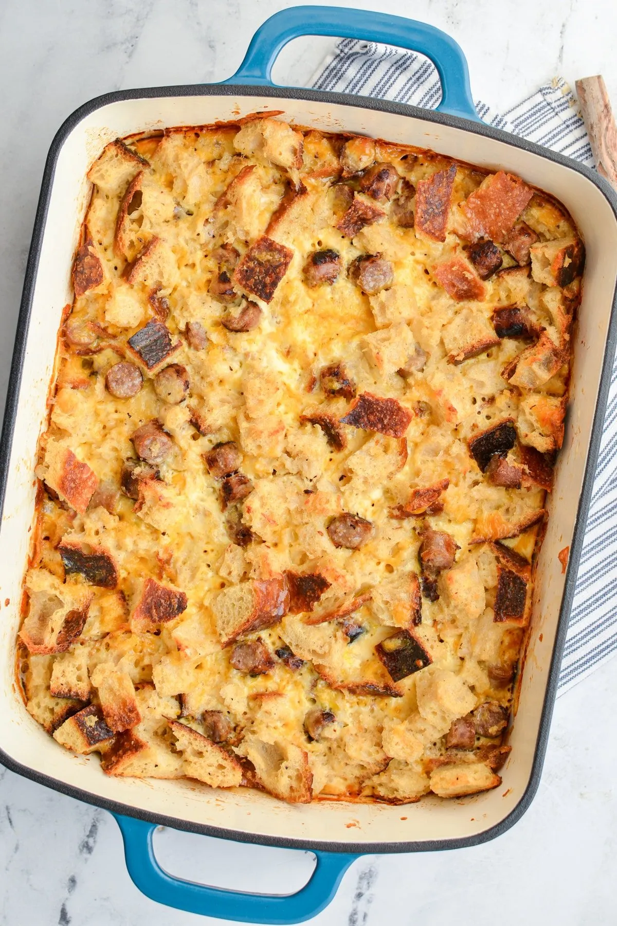 Make Ahead Sausage Sourdough Breakfast Casserole