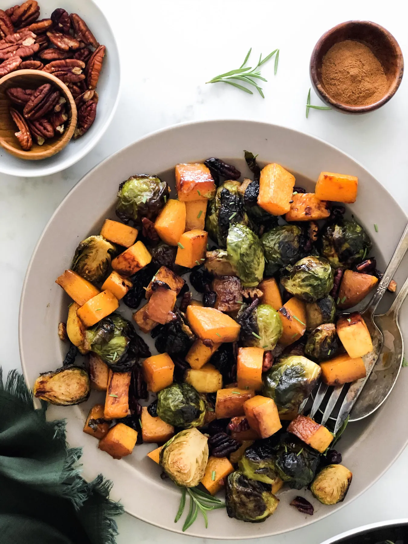 Maple Roasted Squash and Brussels Sprouts
