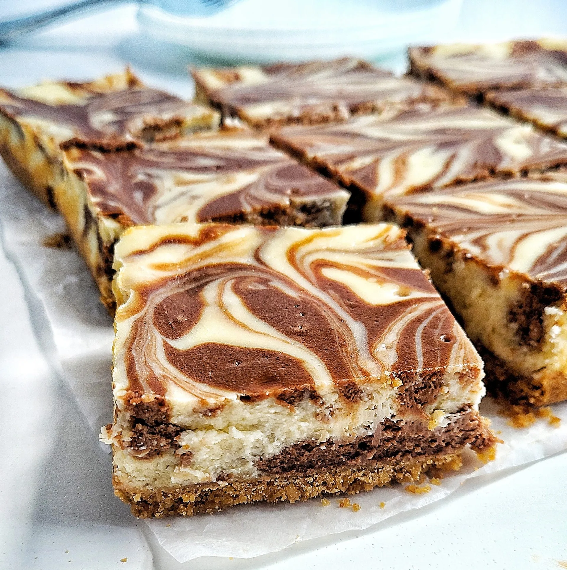 Marbeled Double Chocolate Cheesecake Squares