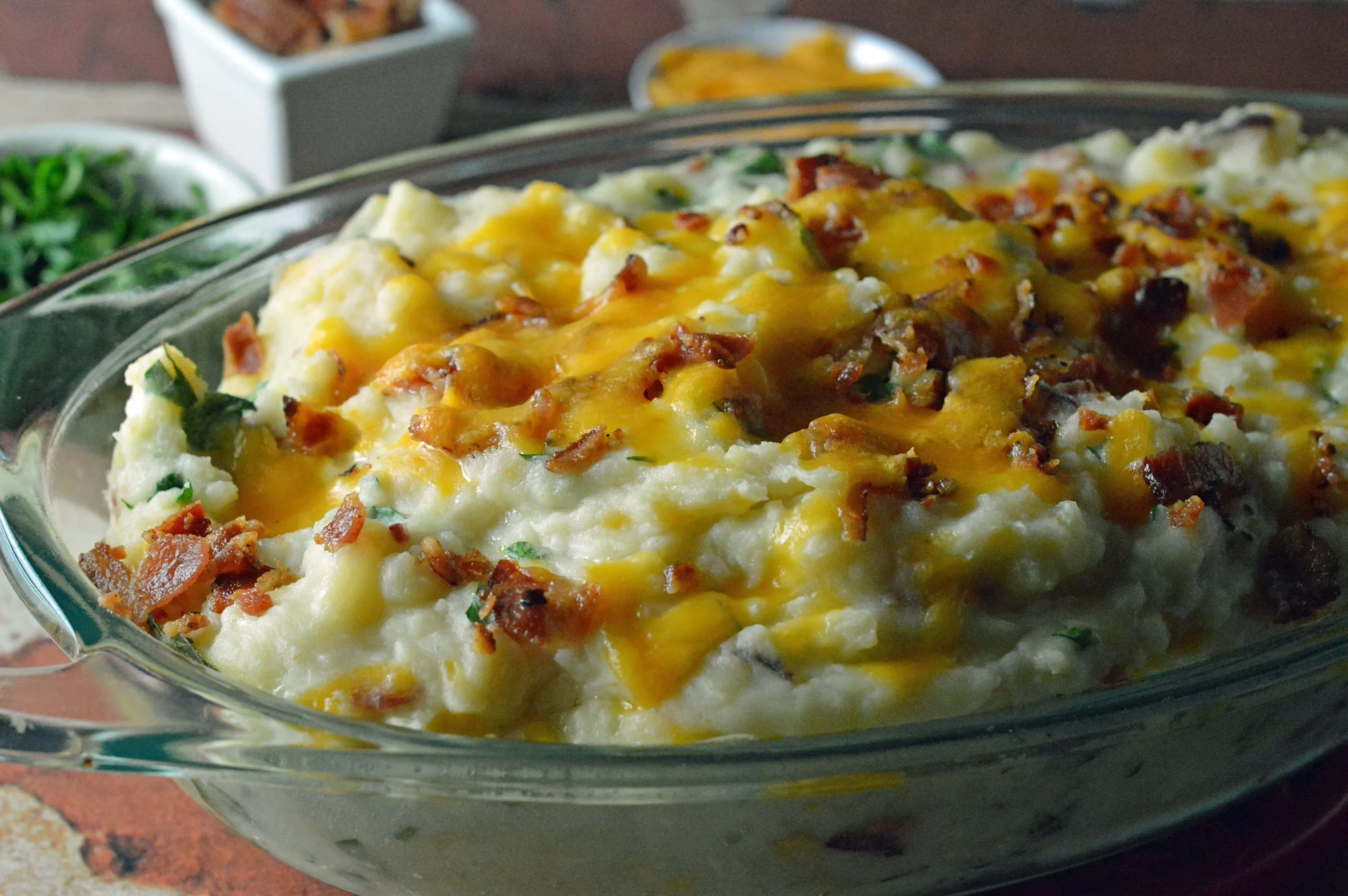 Mashed Potatoes with Bacon Cheddar