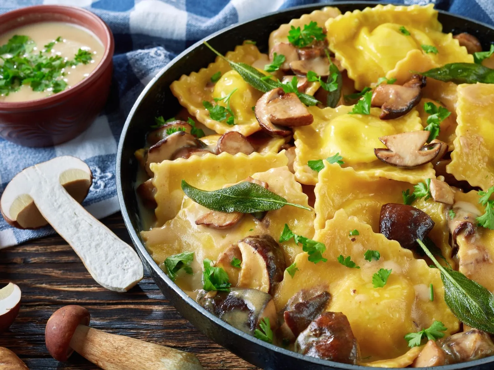Meat Ravioli in Hearty Mushroom Broth