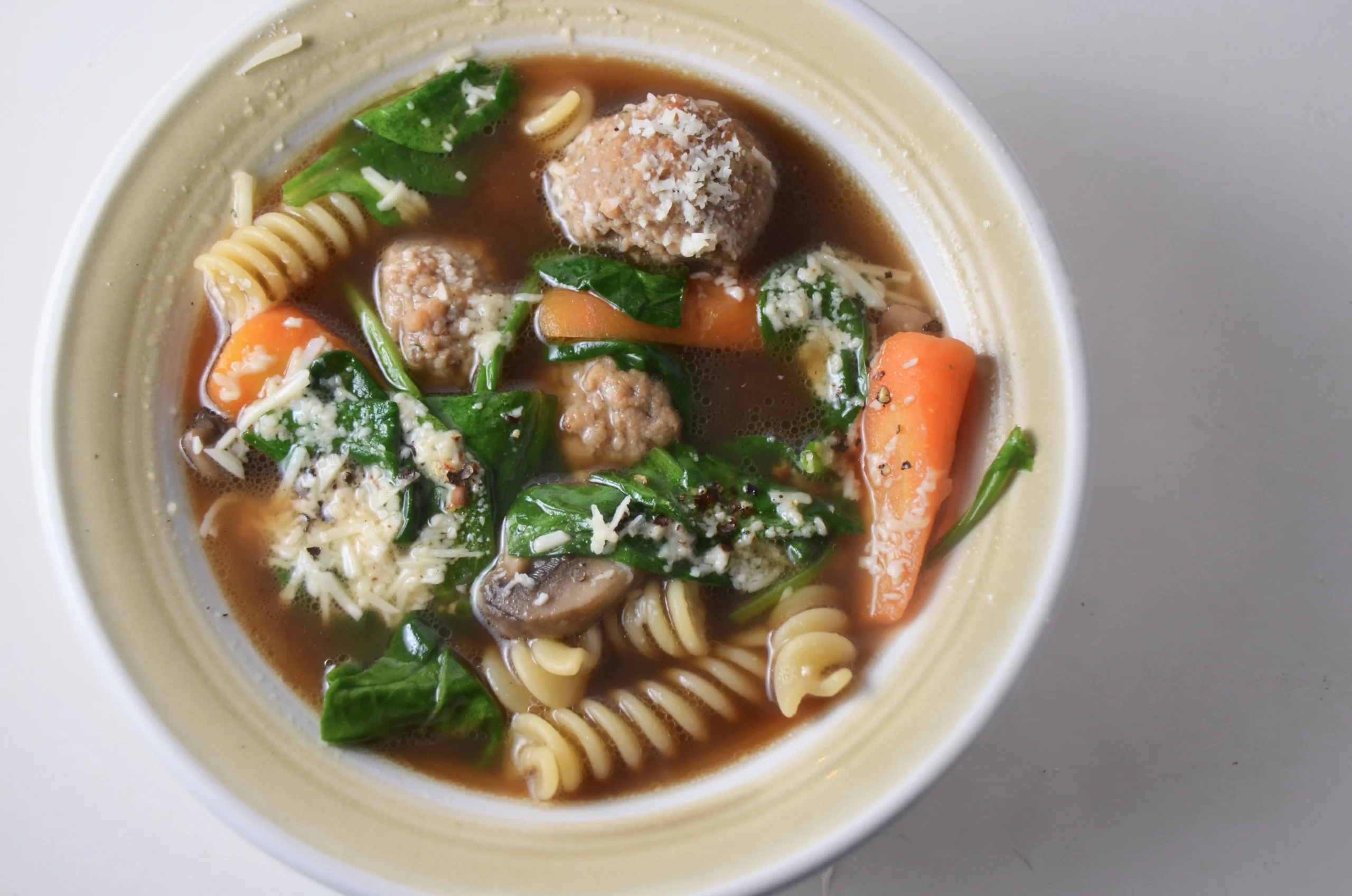 Meatball Mushroom Parmesan Soup