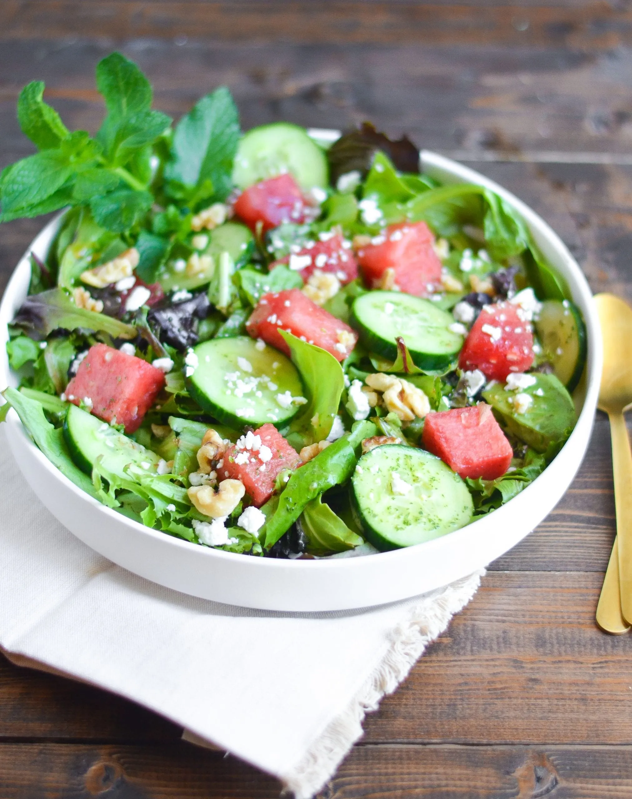 Melon Cucumber Salad with Mint Vinaigrette