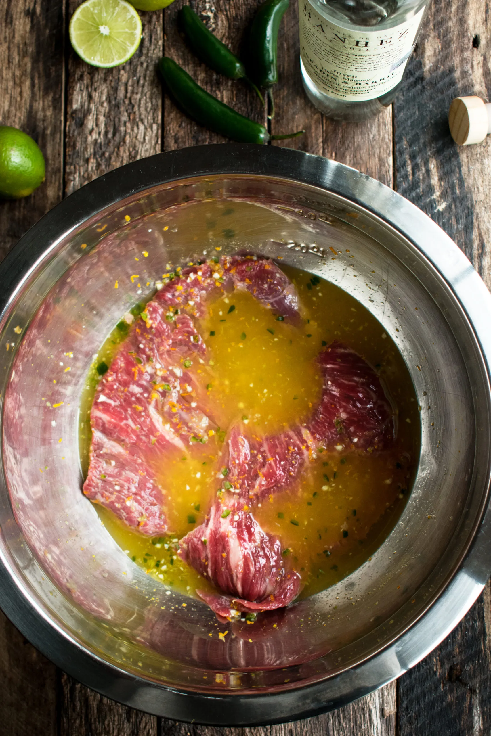 Mezcal Marinated Skirt Steak with Grilled Pineapple Salsa