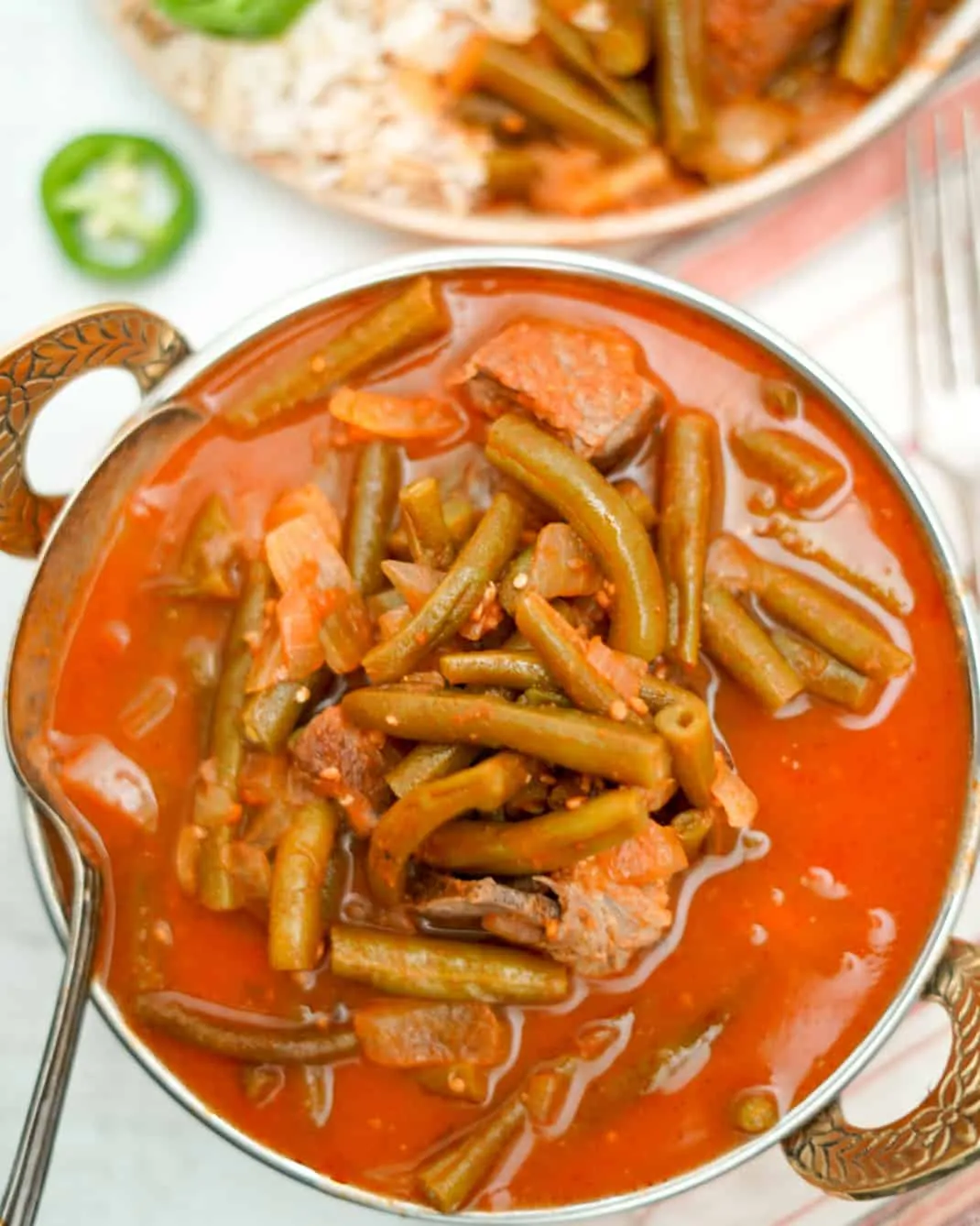 Middle Eastern Green Beans in Tomato Sauce (Fasoolya Khadra)
