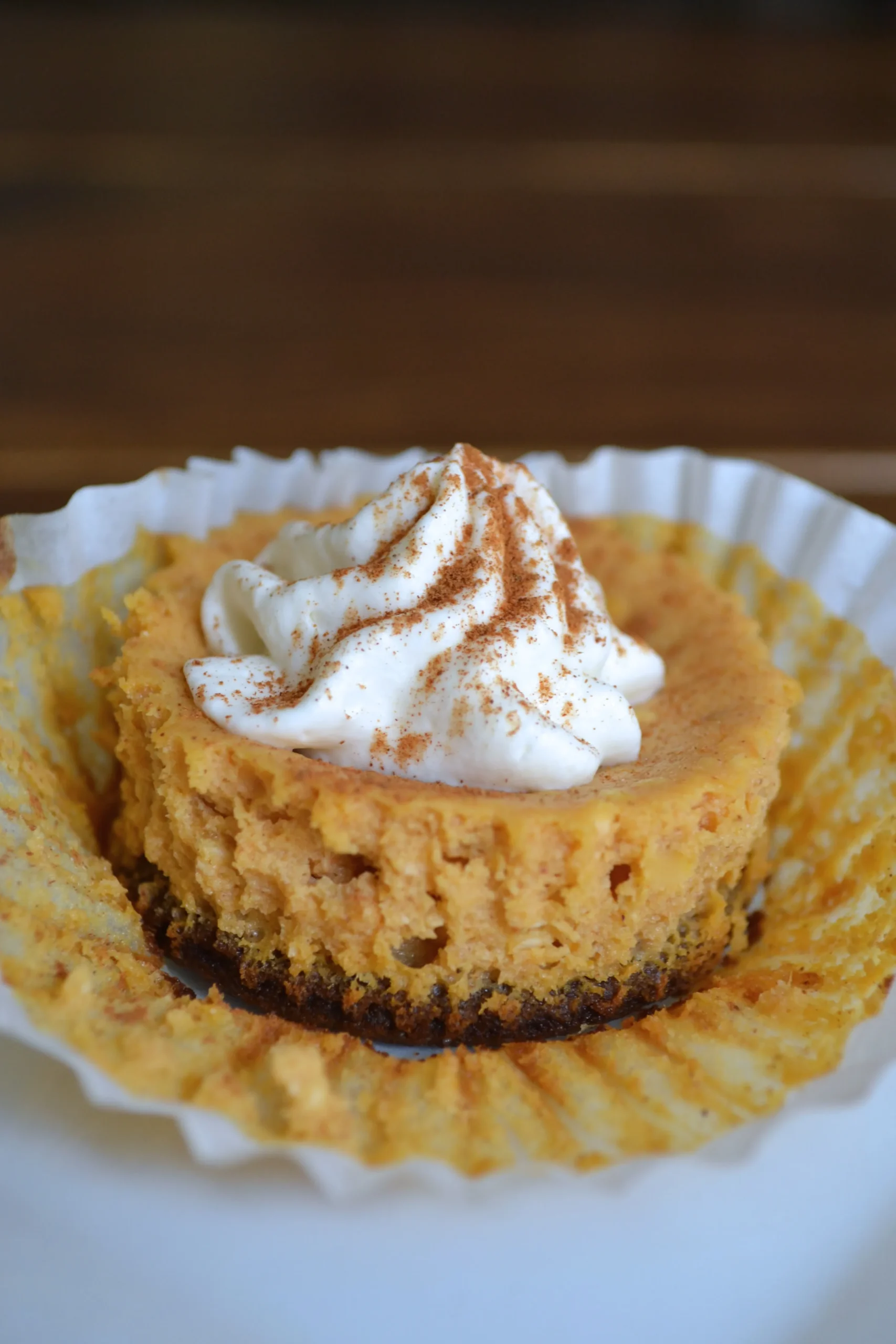 Mini Bake Pumpkin Cheesecake Gingersnap Pecan Crust