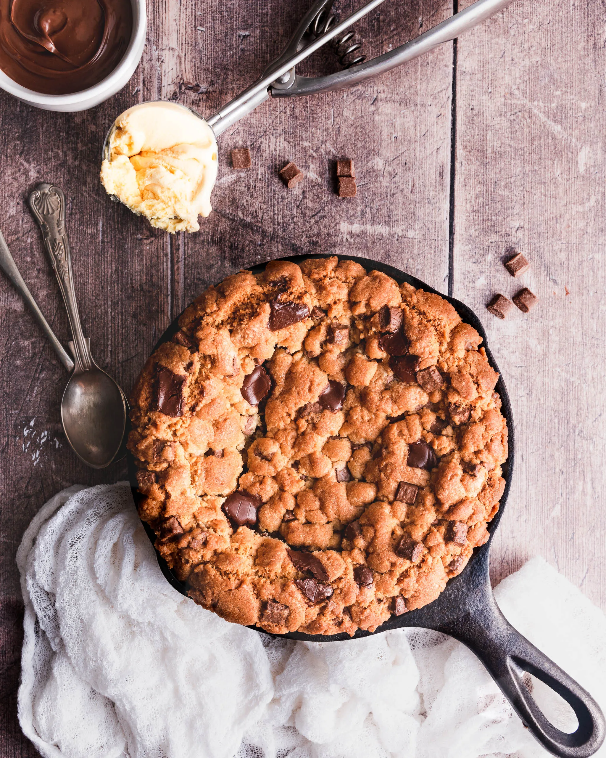 Mini Nutella Stuffed Chocolate Chunk Skillet Cookie for Two