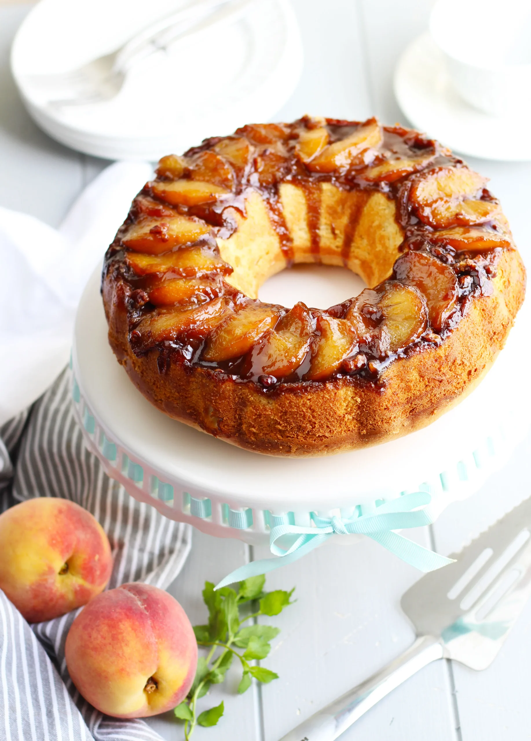 Mini Peach Upside Oatmeal Bundt Cakes