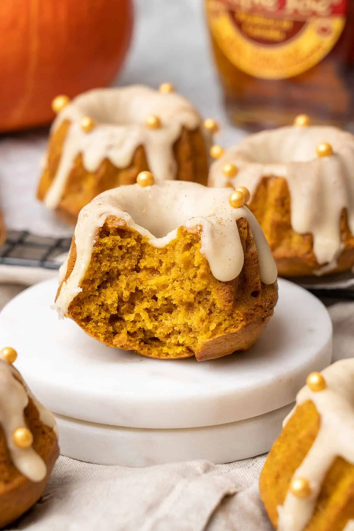 Mini Pumpkin Bundt Cakes with Maple Glaze