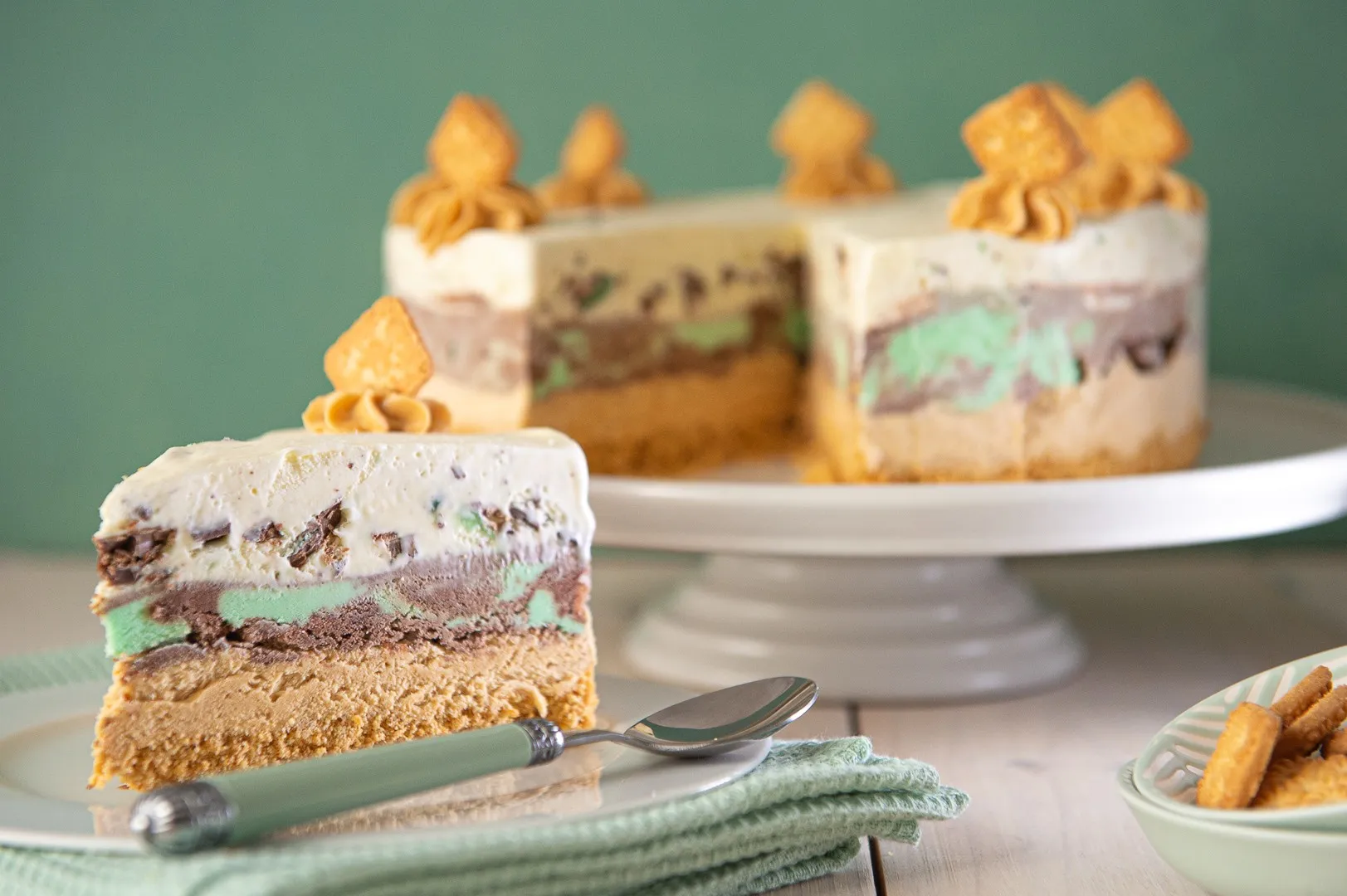 Mint Crisp Caramel Ice Cream Cake