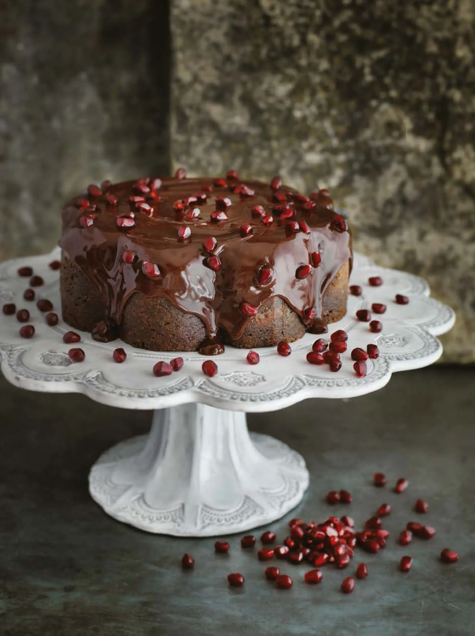 Molten Spiced Chocolate Pomegranate Cakes