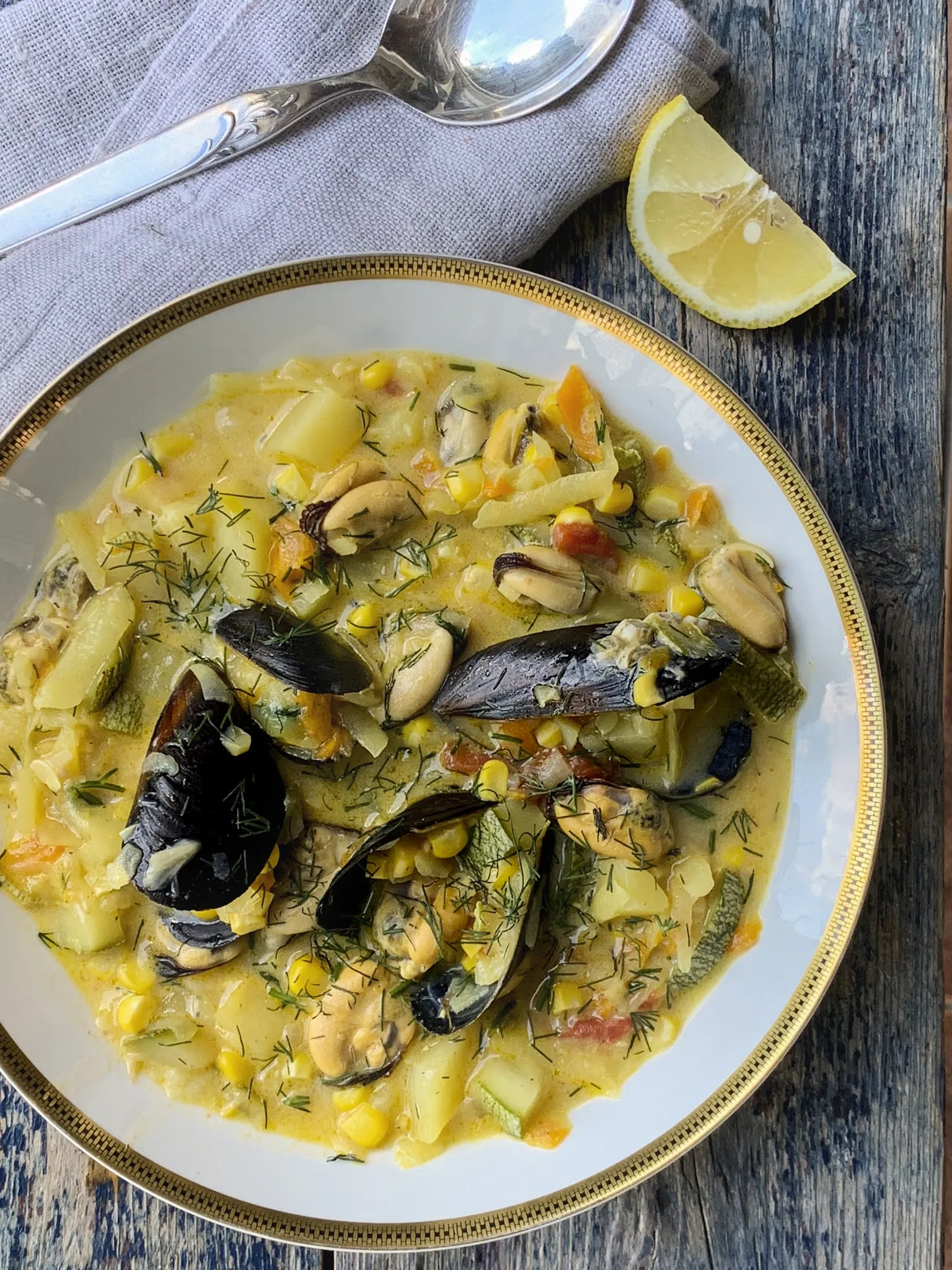 Mussels in Corn Chowder Wash