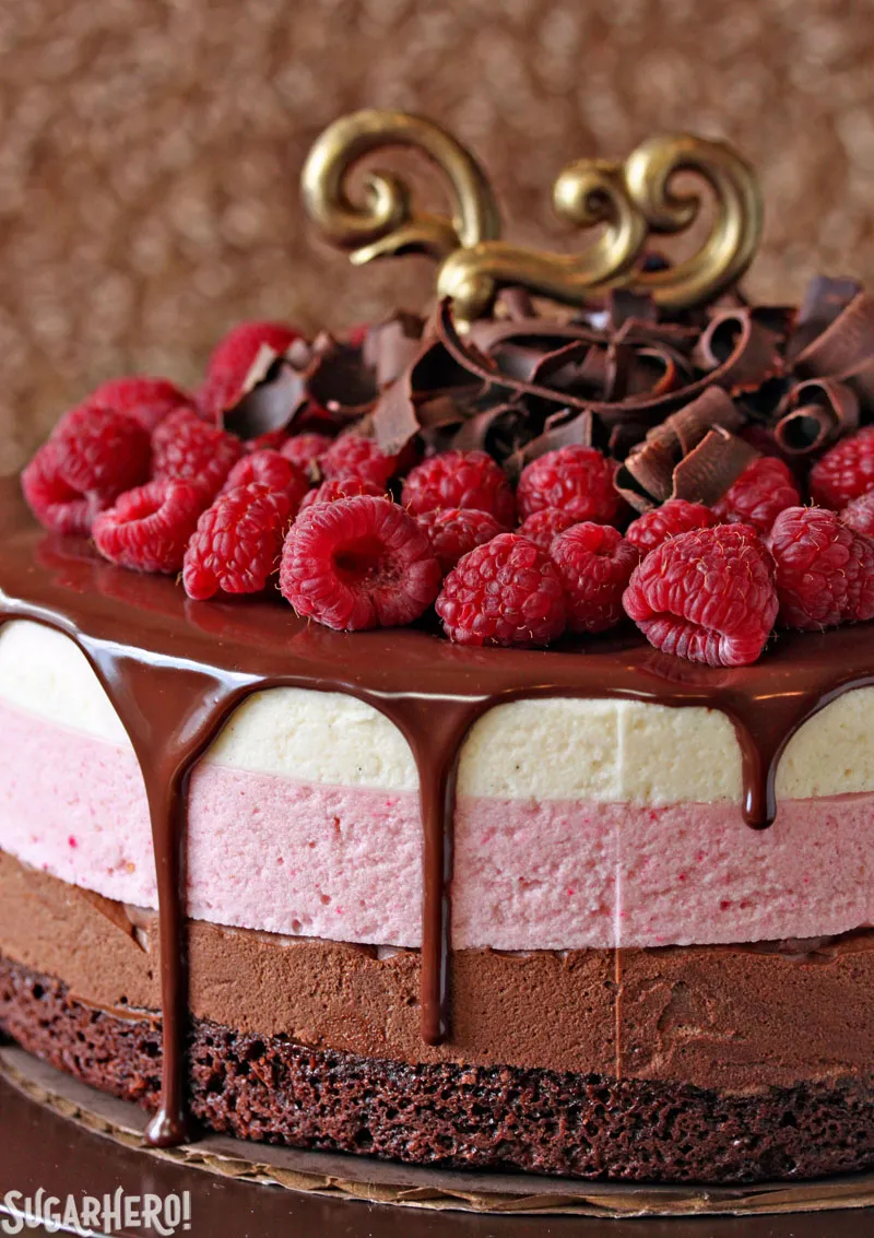 No Bake Raspberry Chocolate Mousse Cake