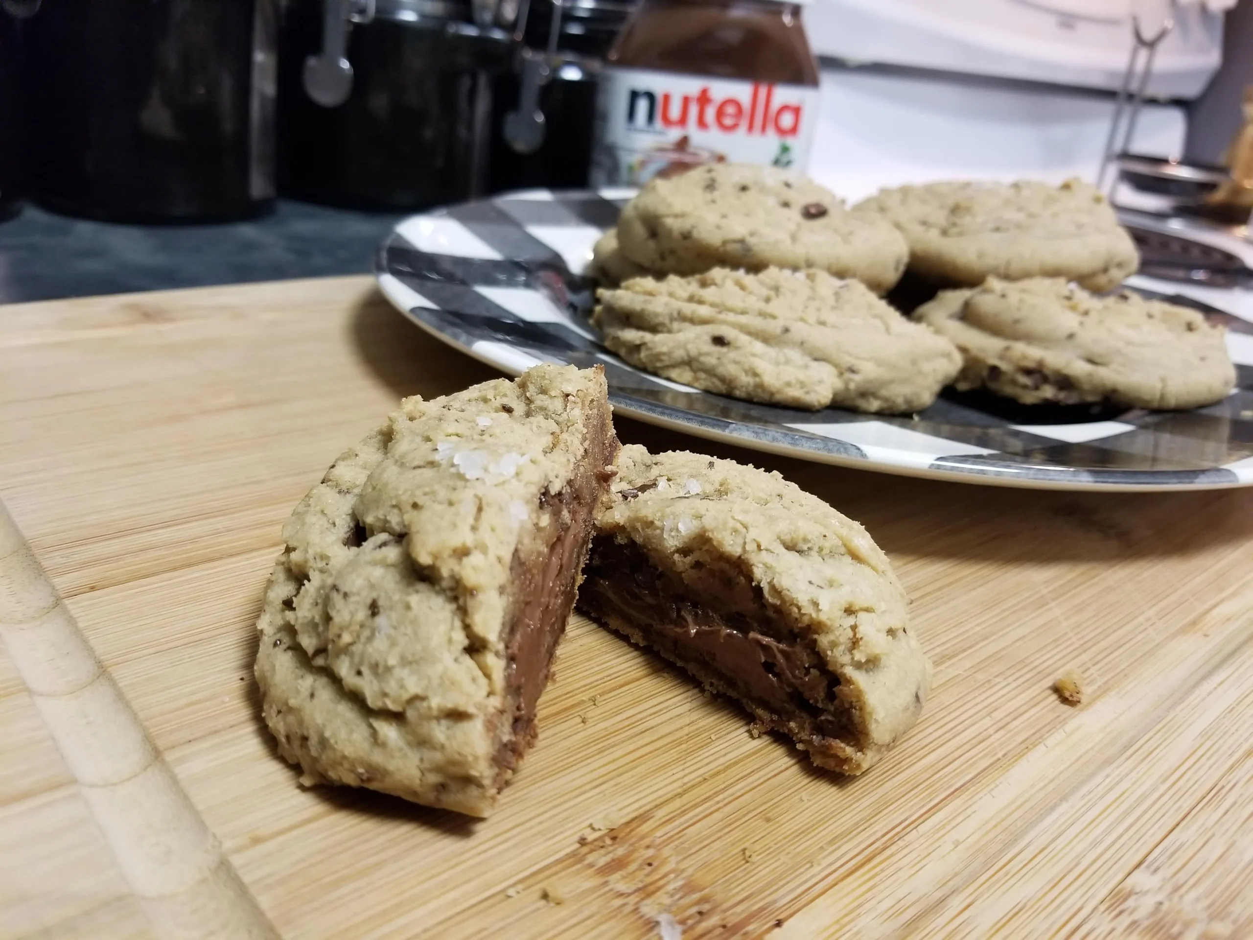 Nutella Chocolate Chip Sea Salt Sprinkled Cookies