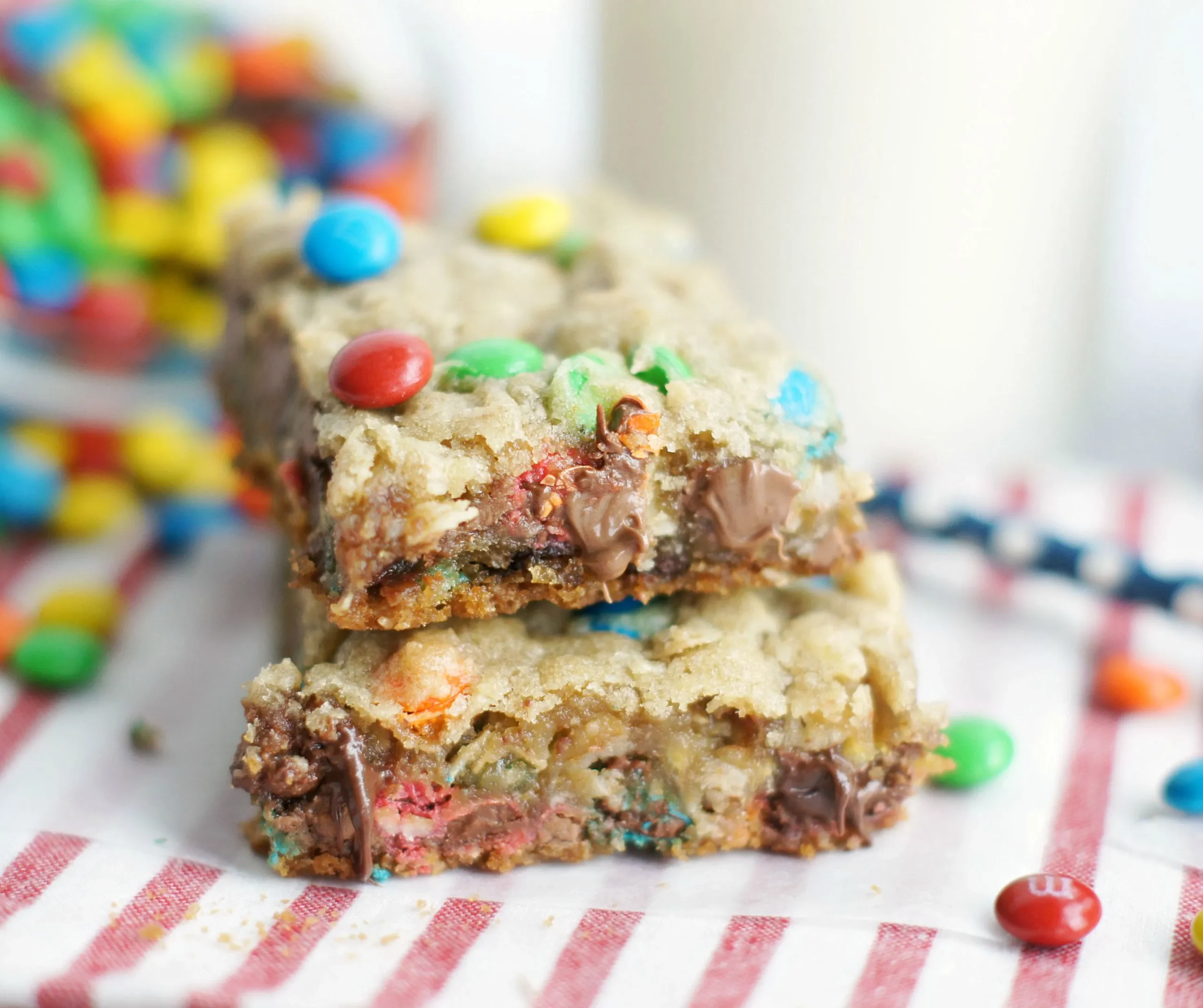 Oatmeal MM Chocolate Chip Cookie Bars