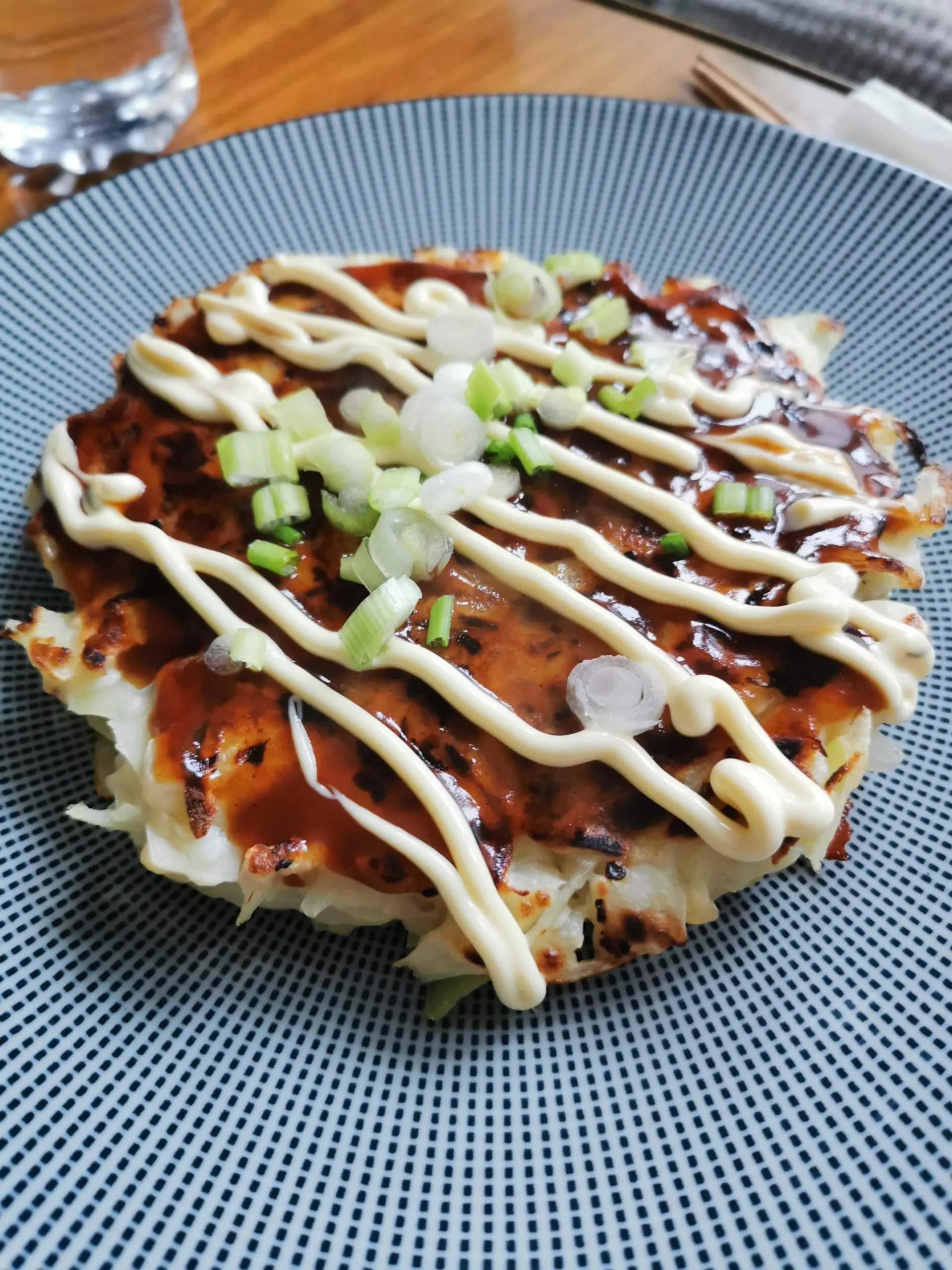 Okonomiyaki Japanese Pancakes with Homemade Japanese Mayonnaise