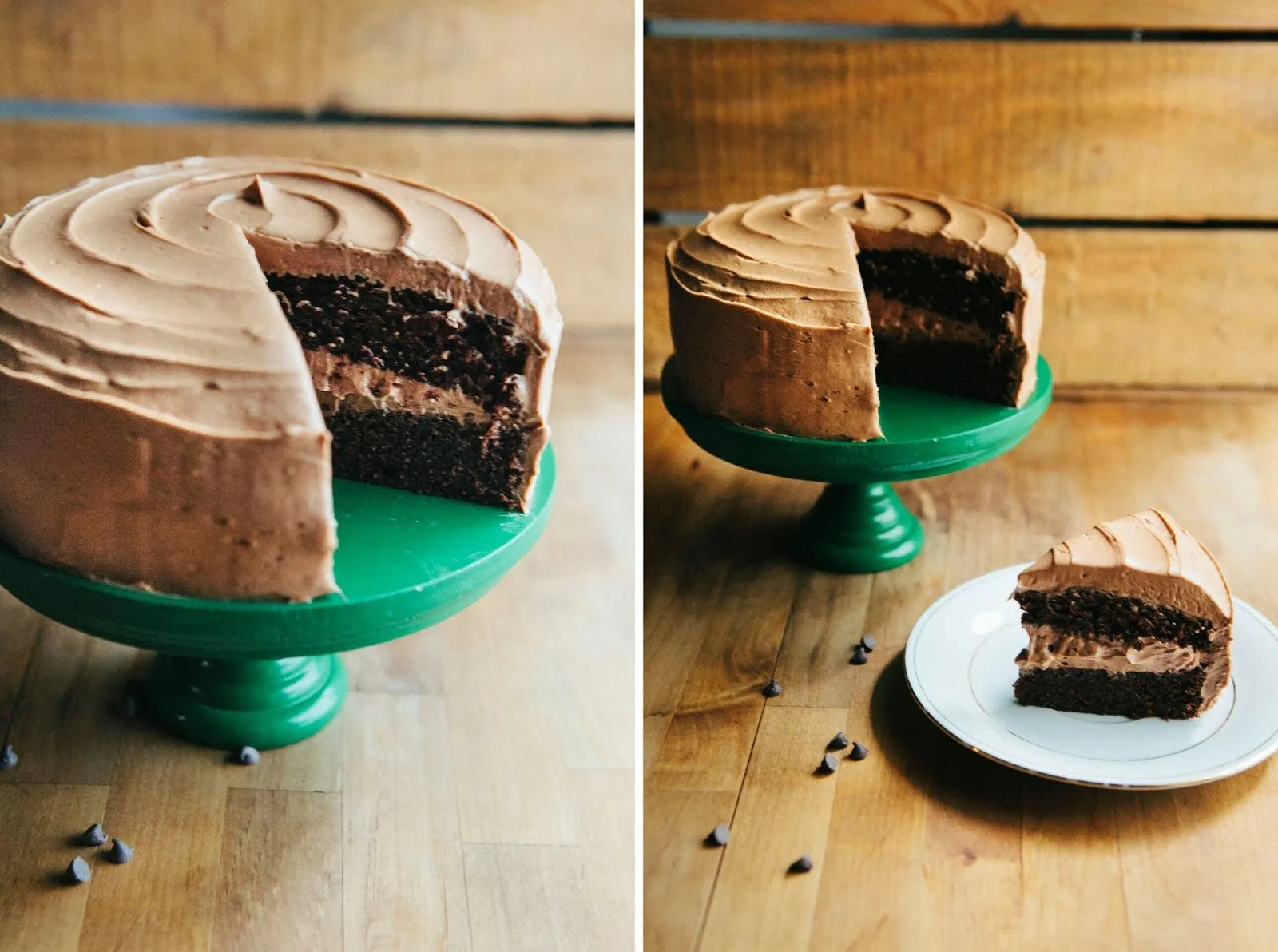 One Bowl Chocolate Cake with Mocha Buttercream Frosting