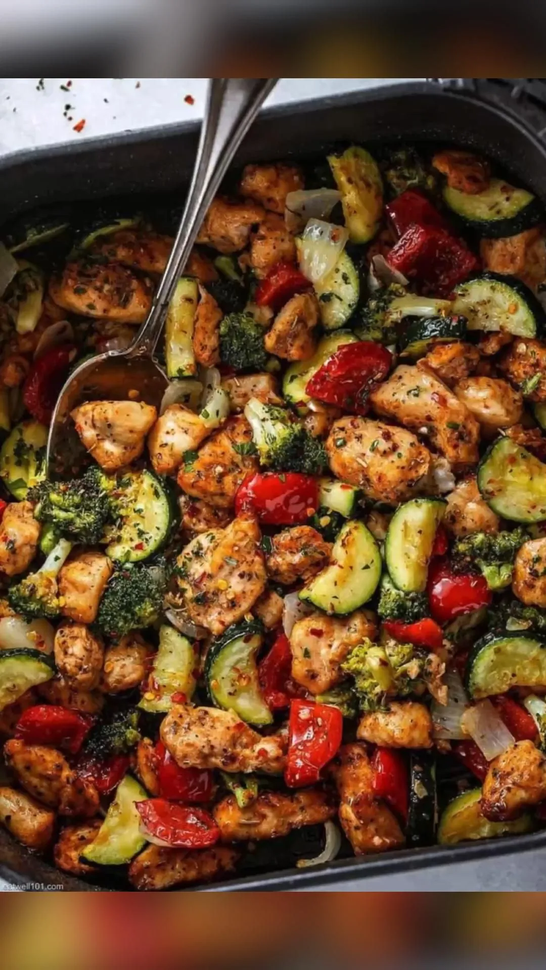 One Pan Chicken Sausage with Roasted Vegetables and Apples