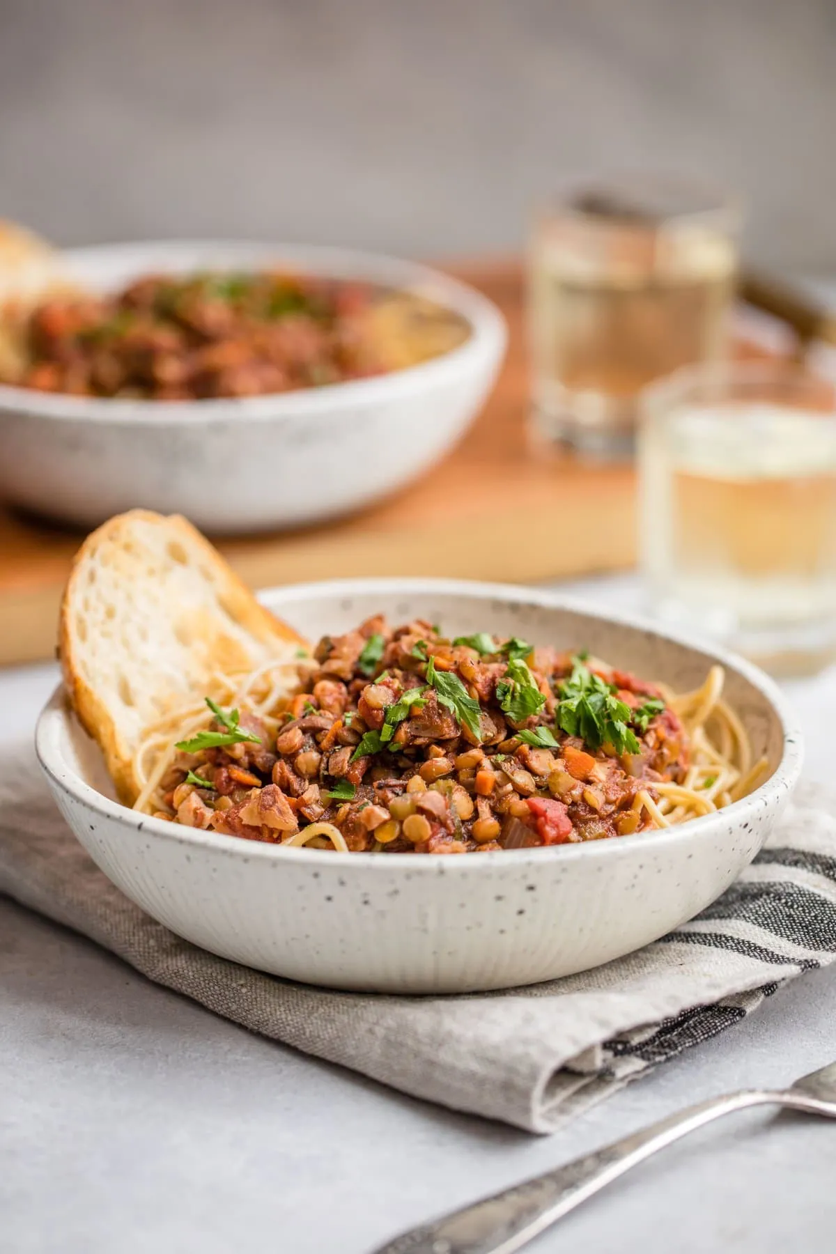 One Pot Lentil Mushroom Bolognese Sauce