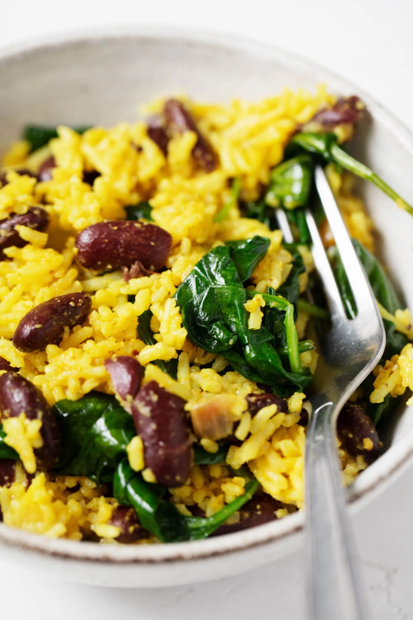 One Pot Turmeric Rice Beans Greens