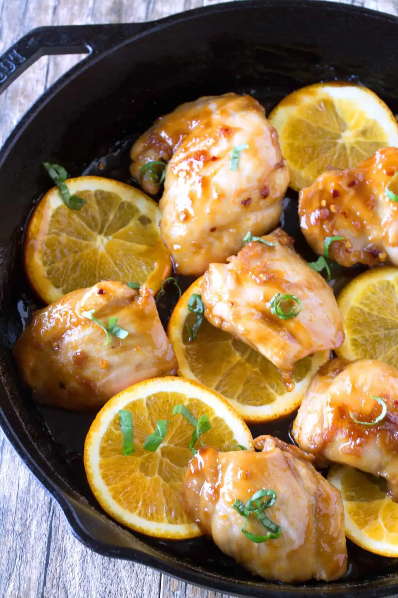 Orange Glazed Skillet Chicken Thighs