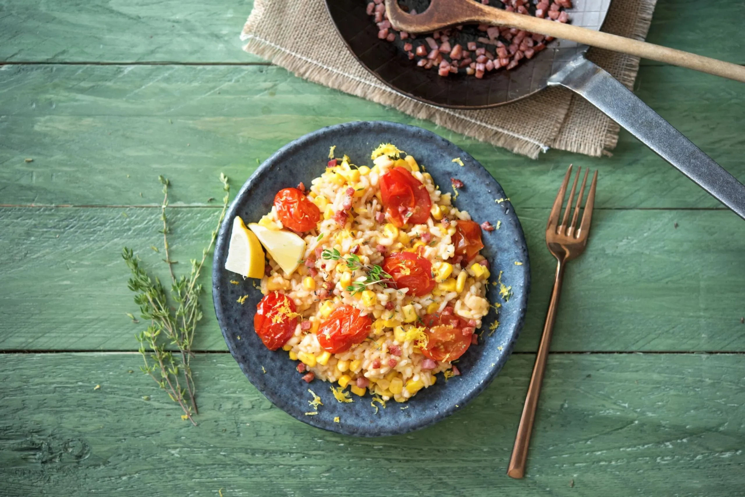 Oven Baked Corn and Tomato Risotto