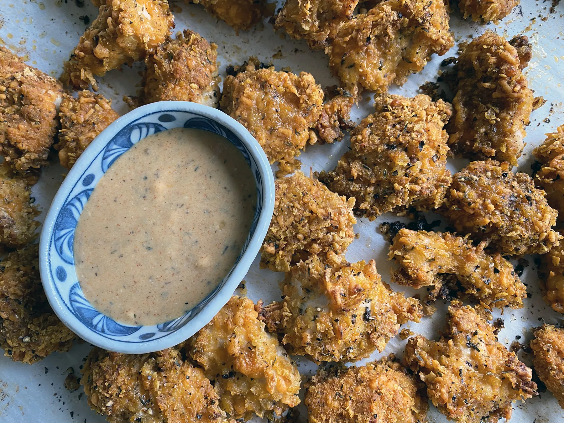 Oven Fried Cajun Popcorn Chicken