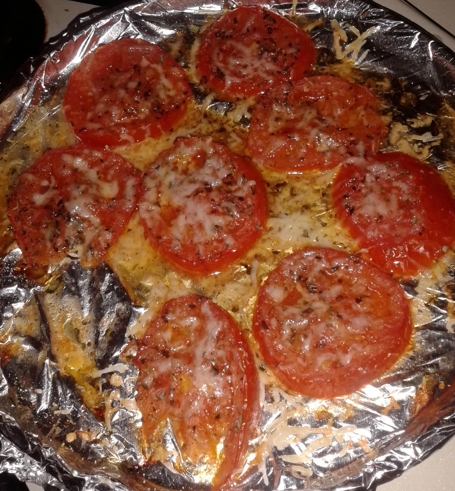 Oven Roasted Basil Parmesan Tomatoes