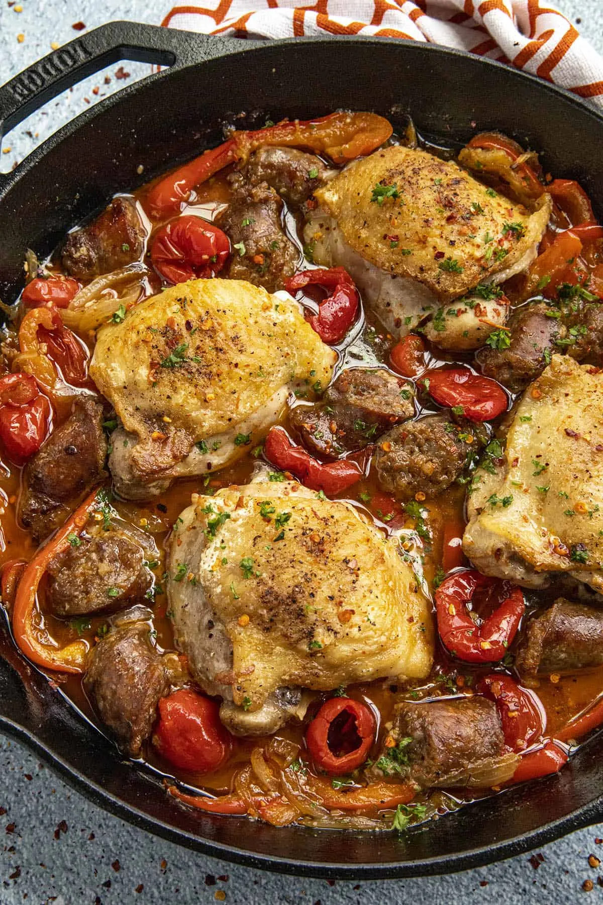 Pan Braised Chicken and Hot Cherry Peppers