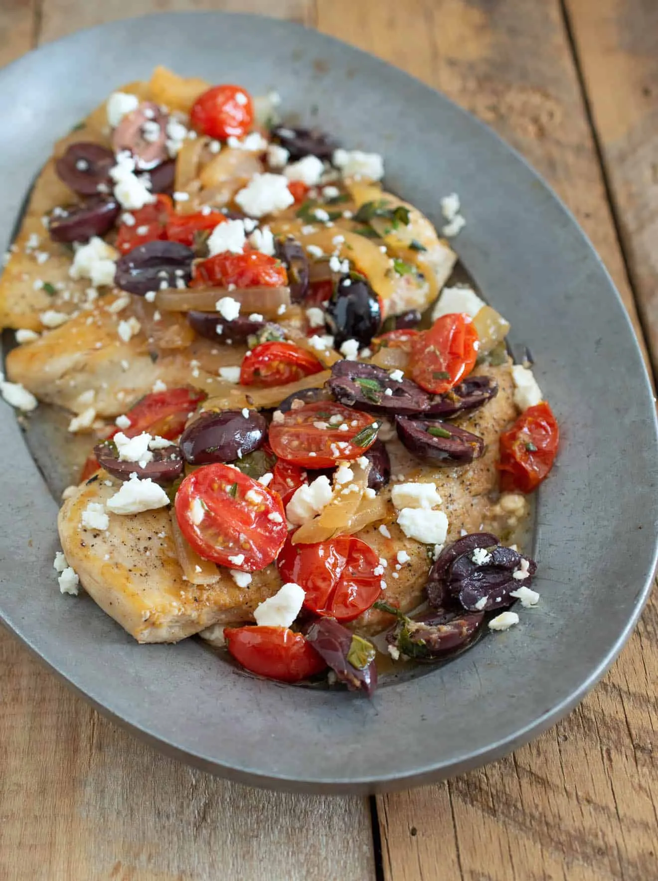 Pan Fried Chicken with Olives and Tomatoes