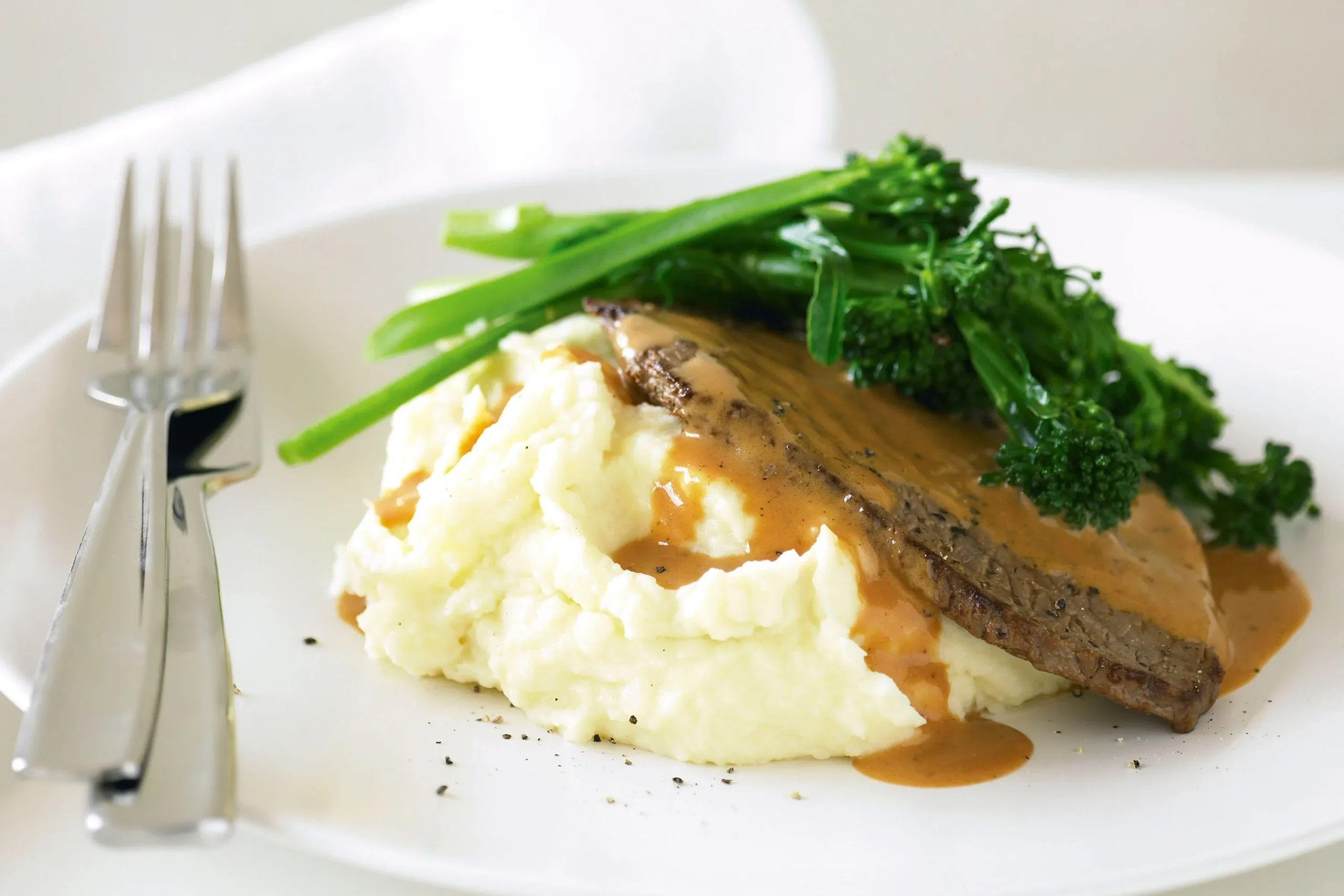 Pan Fried Steak with Horseradish Rutabaga Mash