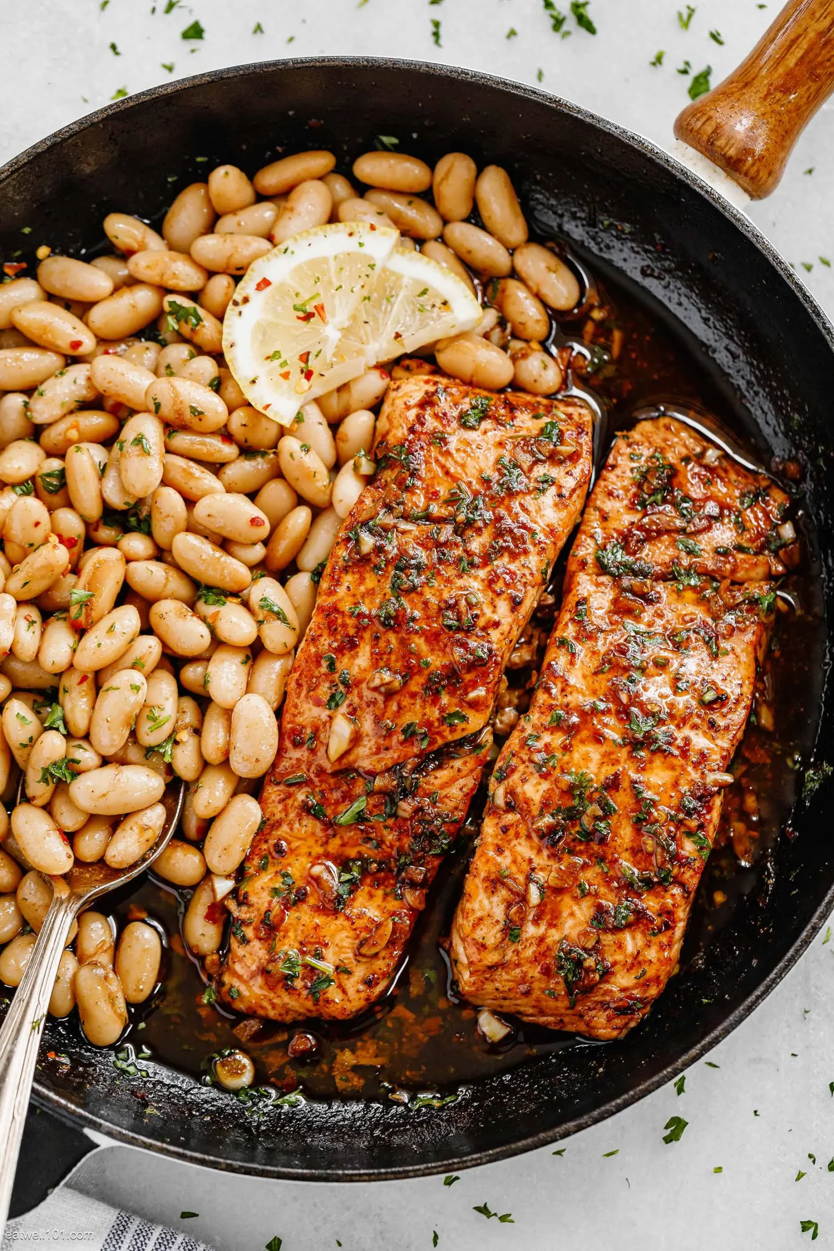 Pan Seared Salmon White Bean Salad