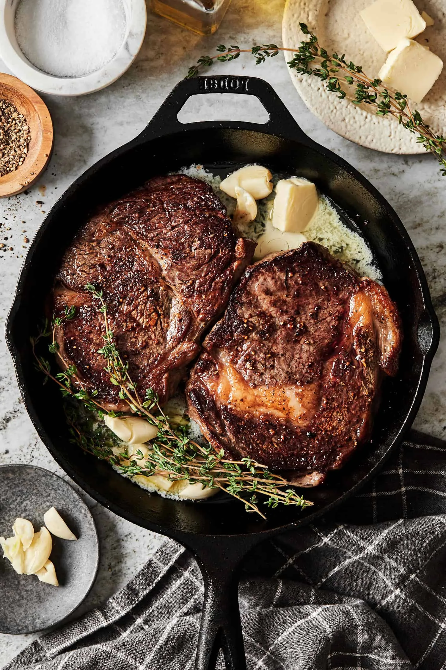 Pan Seared Steak with Gravy and Beef Pea Risotto