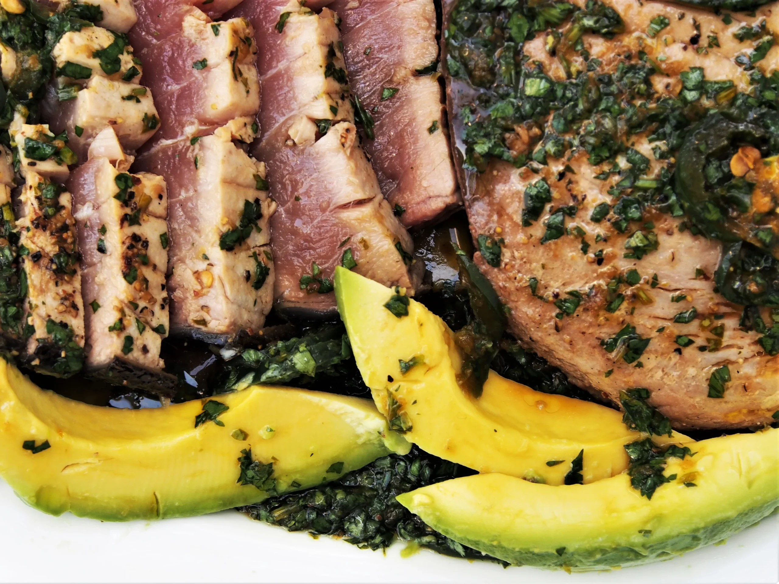 Pan Seared Tuna with Avocado Soy Ginger and Lime